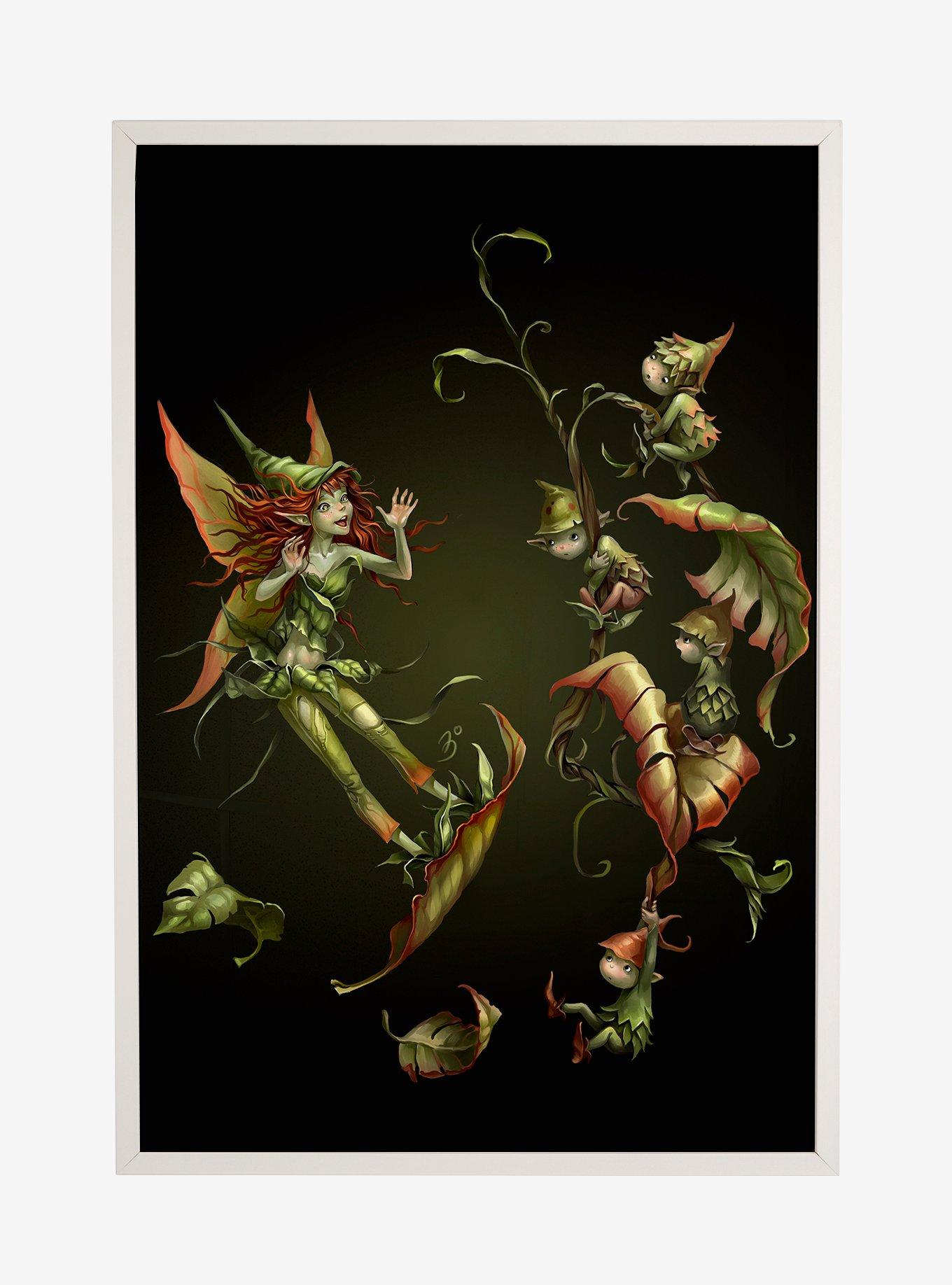 Fairies by Trick Leaf Fairy Framed Poster, WHITE, hi-res