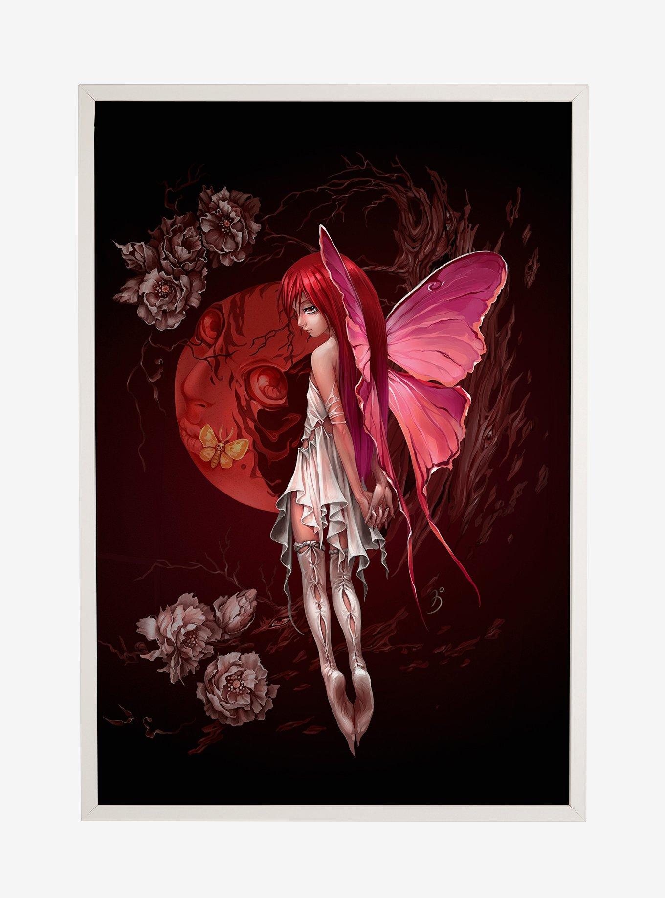 Fairies by Trick Red Fairy Framed Poster, WHITE, hi-res