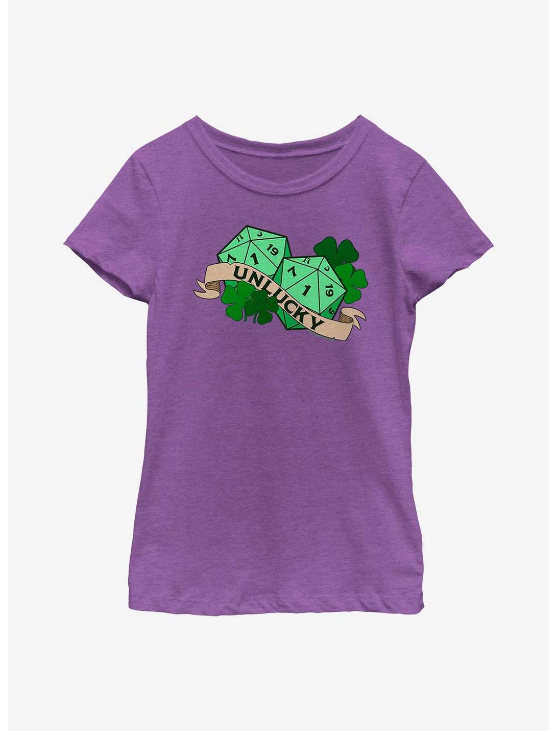 Dungeons & Dragons Unlucky Double Dice Youth Girls T-Shirt, PURPLE BERRY, hi-res