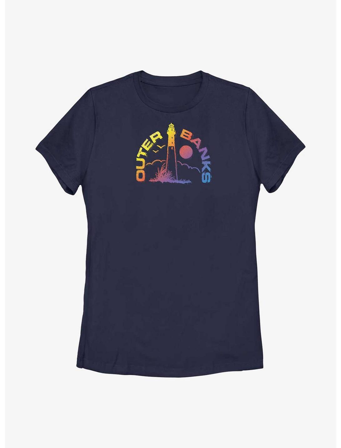 Outer Banks Lighthouse Gradient Logo Womens T-Shirt, NAVY, hi-res