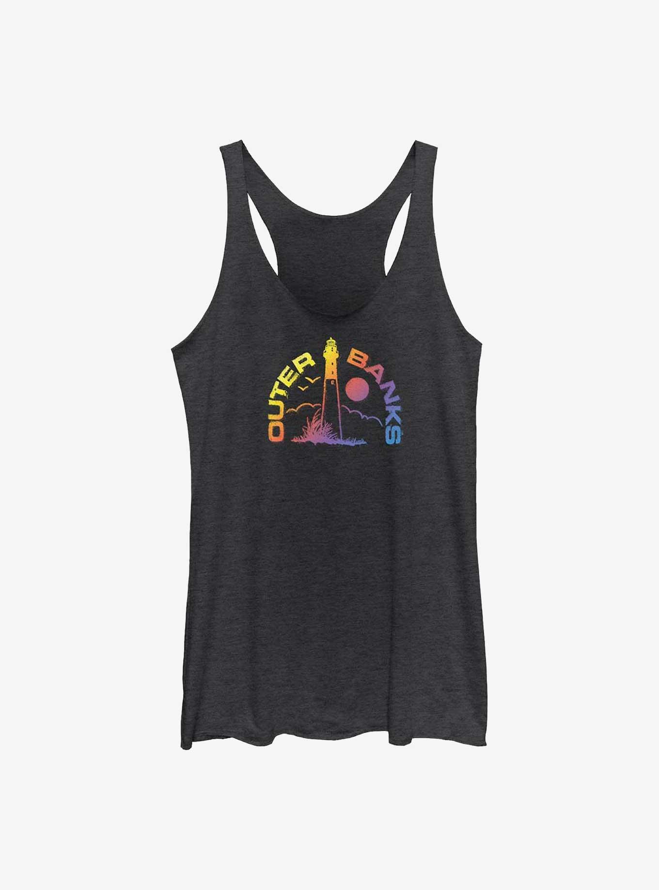 Outer Banks Lighthouse Gradient Logo Womens Tank Top, BLK HTR, hi-res