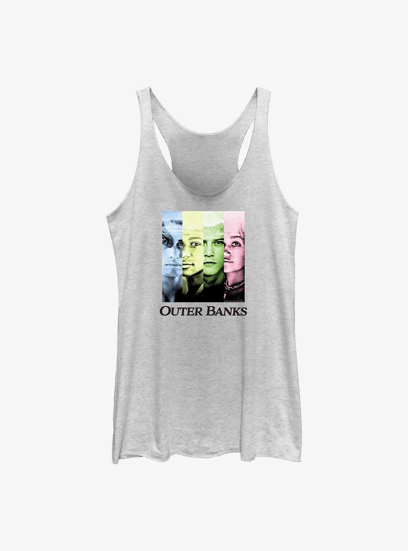 Outer Banks Color Block Panels Womens Tank Top, WHITE HTR, hi-res