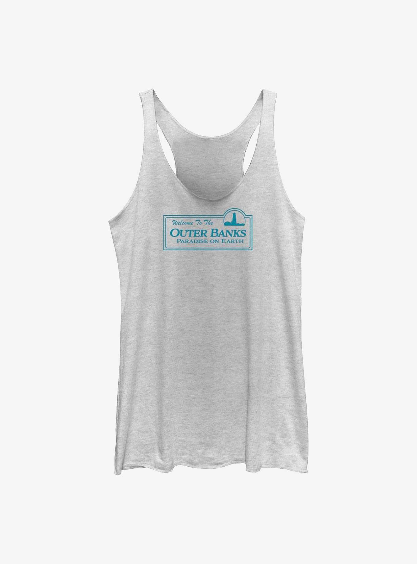 Outer Banks Welcome To Paradise Womens Tank Top, WHITE HTR, hi-res