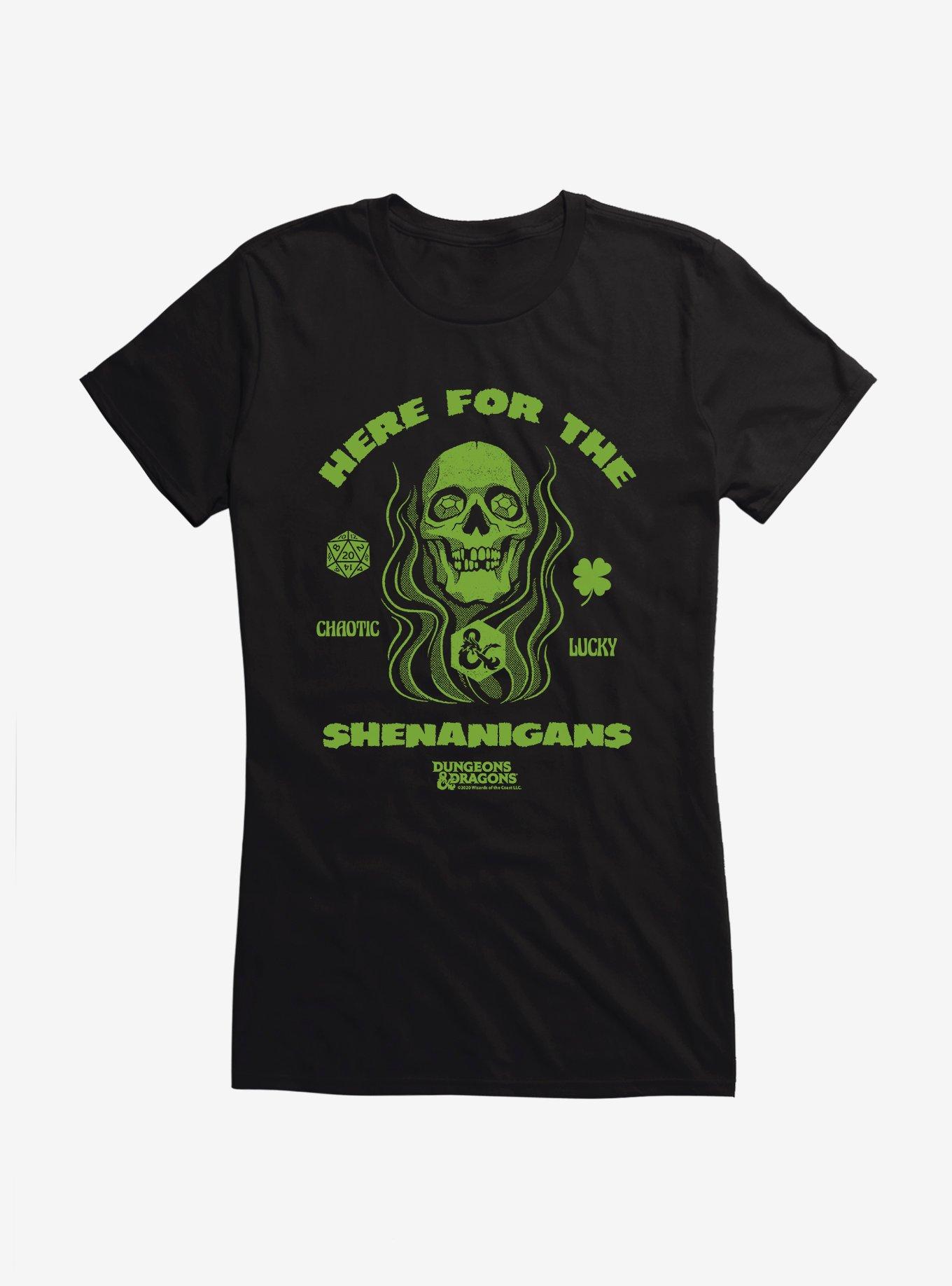 Dungeons & Dragons Here For The Shenanigans Skull Girls T-Shirt