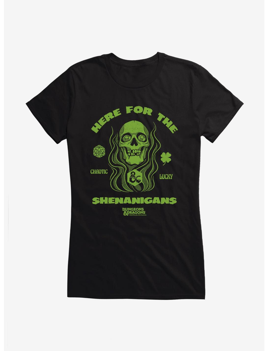 Dungeons & Dragons Here For The Shenanigans Skull Girls T-Shirt, BLACK, hi-res