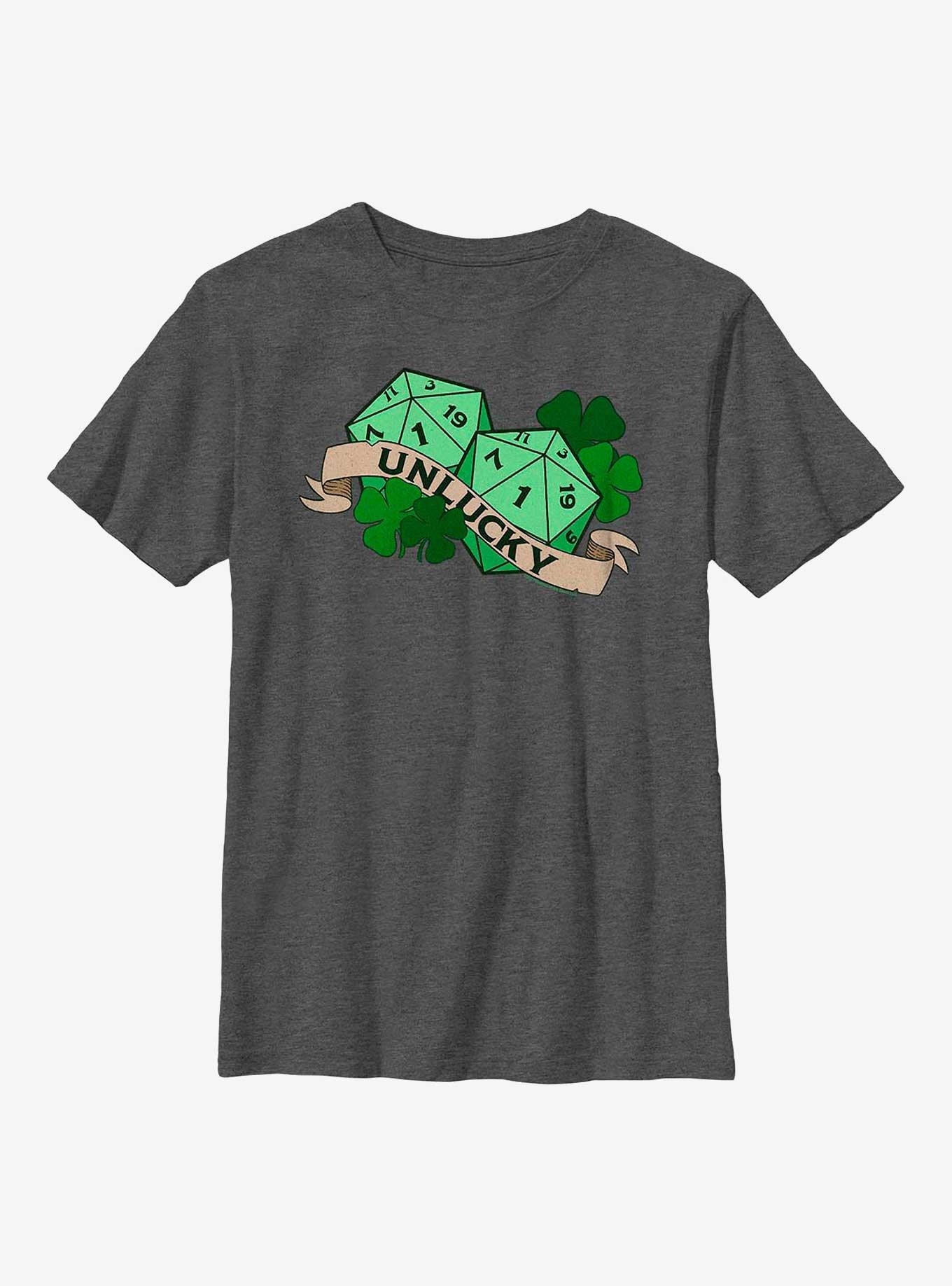 Dungeons & Dragons Unlucky Double Dice Youth T-Shirt, CHAR HTR, hi-res