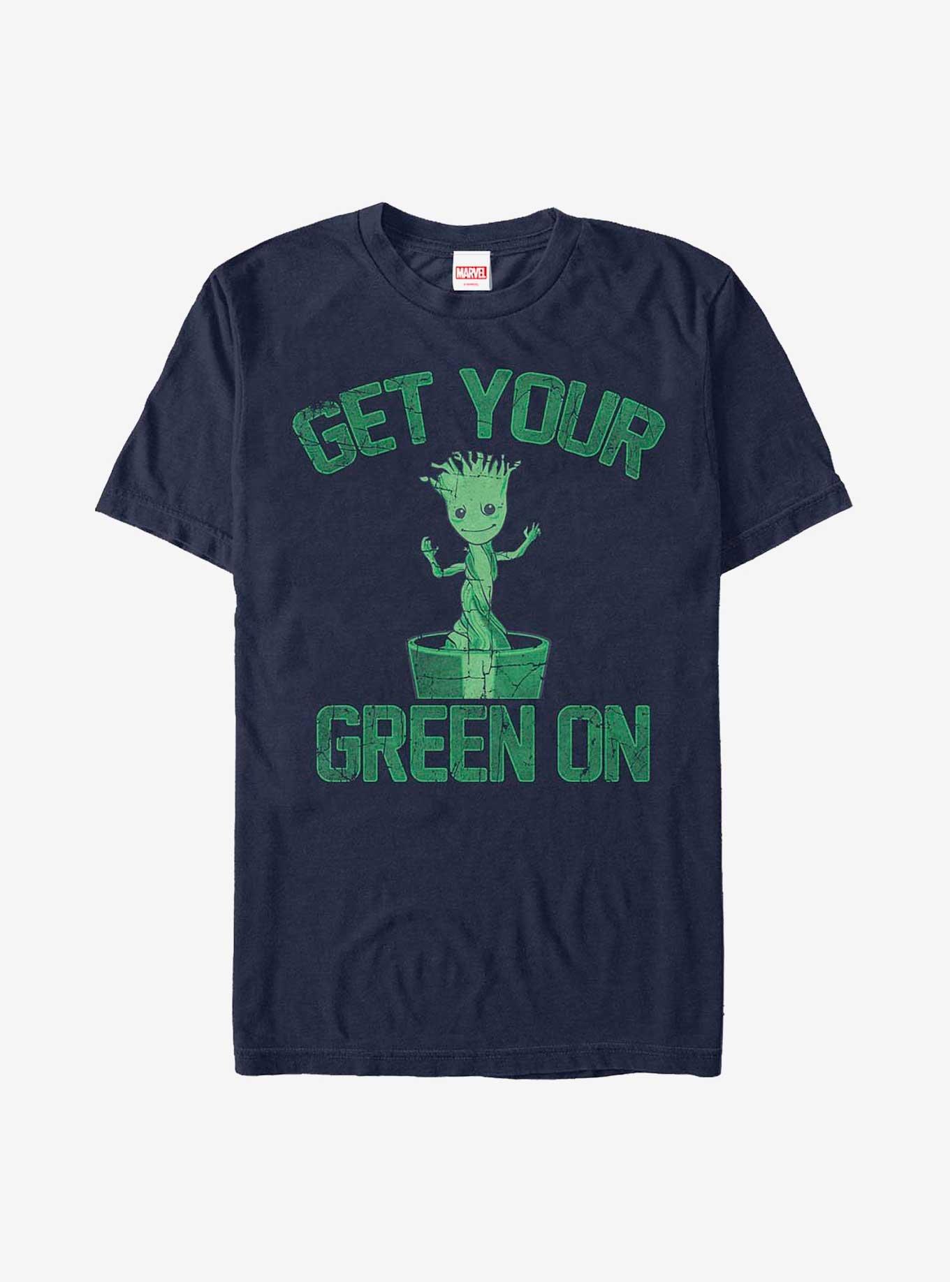 Marvel Guardians of the Galaxy Groot Get Your Green On T-Shirt, NAVY, hi-res