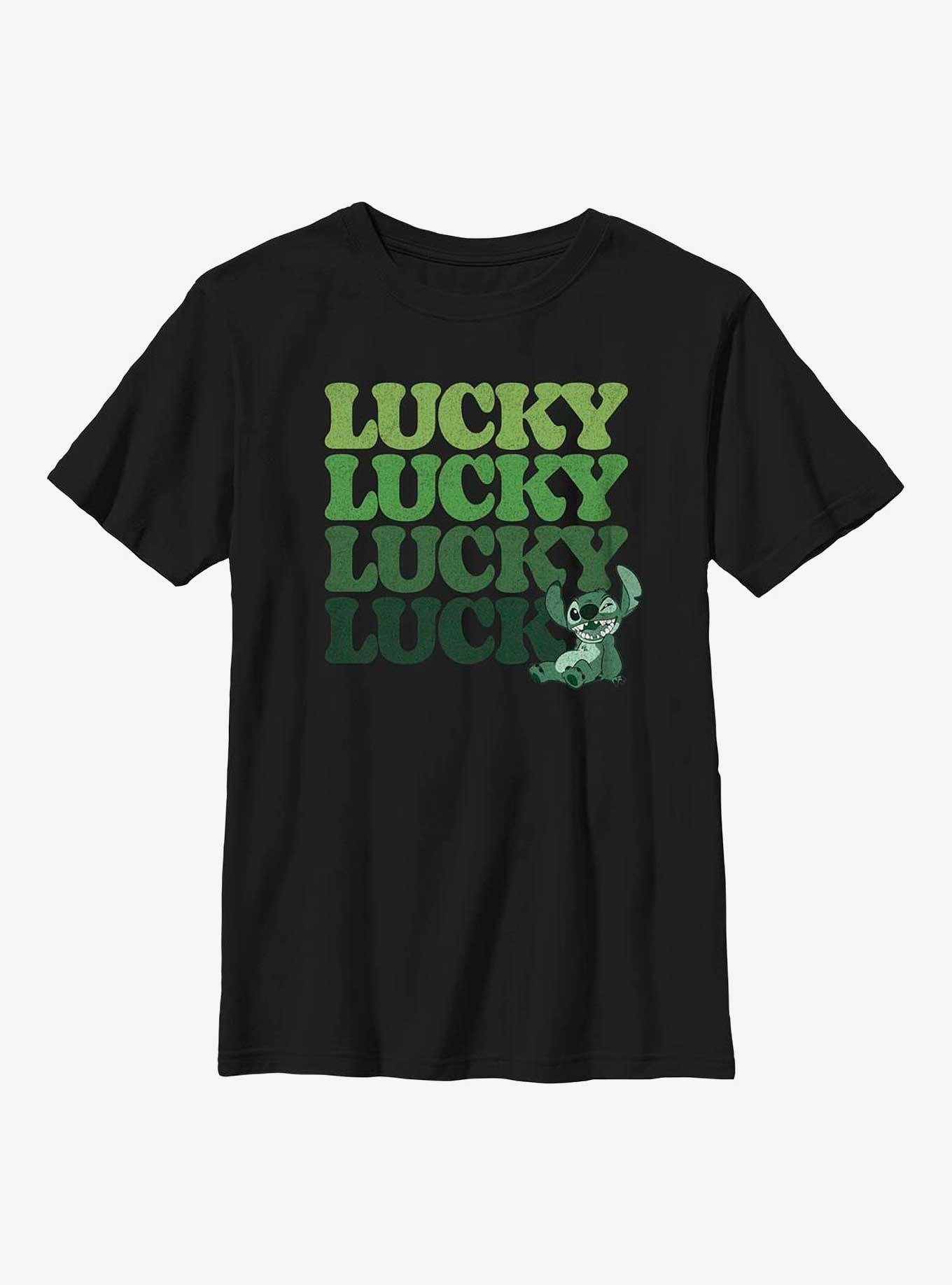 Disney Lilo & Stitch Lucky Stitch Stack Youth T-Shirt, BLACK, hi-res