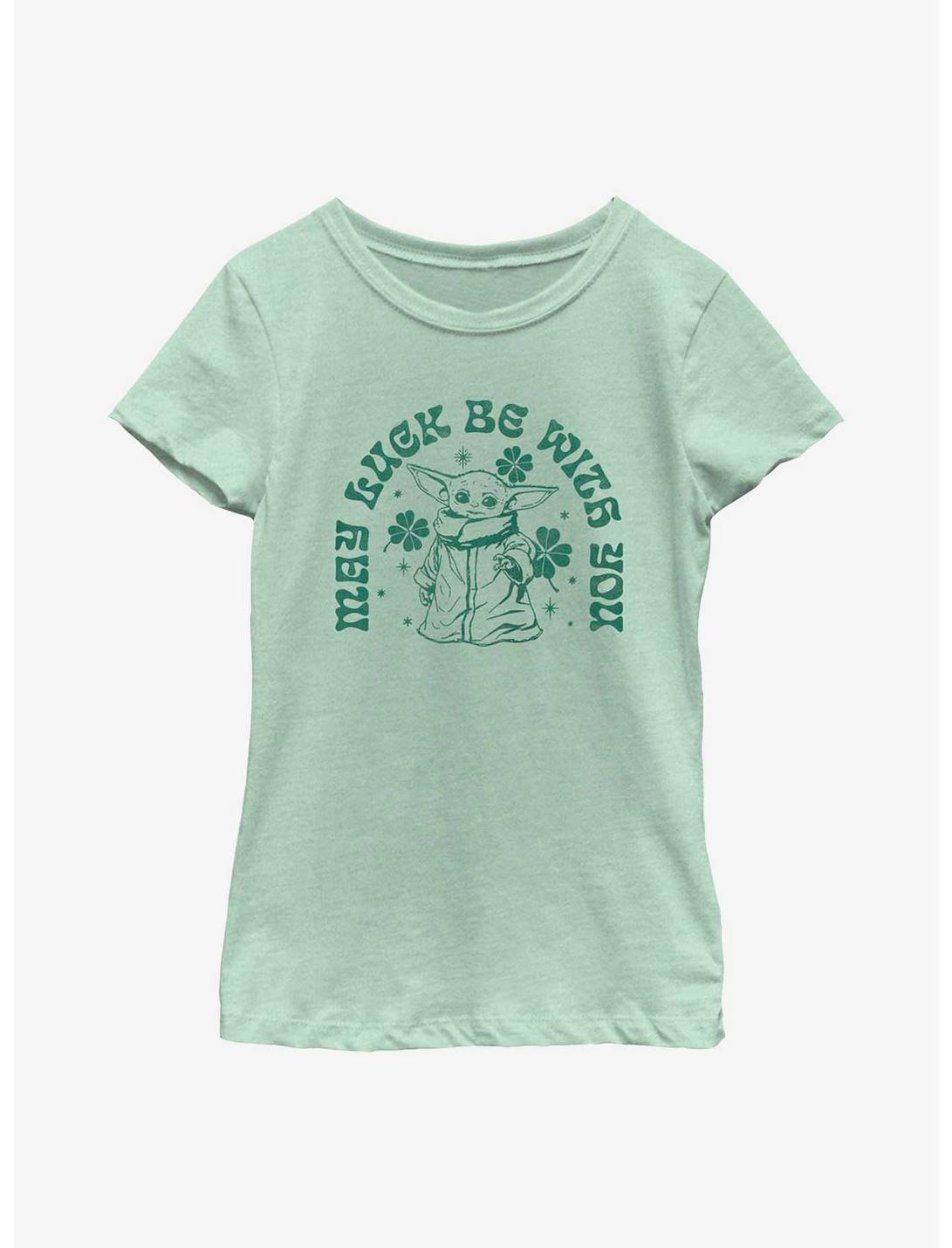 Star Wars The Mandalorian Grogu May Luck Be With You Youth Girls T-Shirt, MINT, hi-res