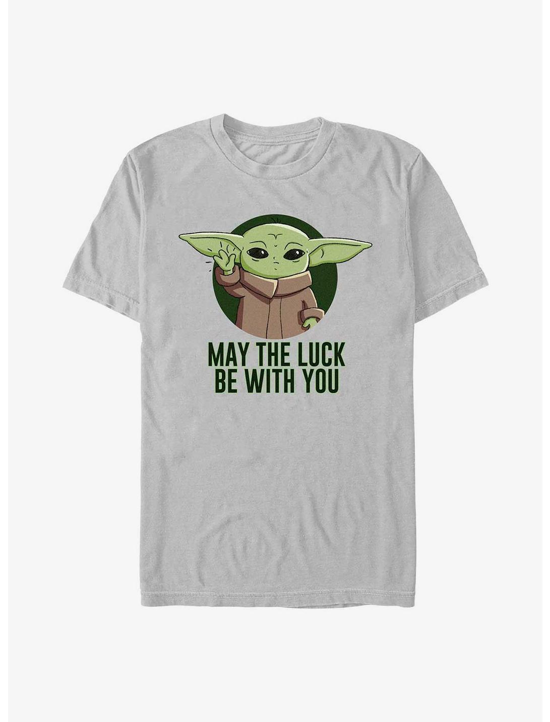Star Wars The Mandalorian Grogu May The Luck Be With You T-Shirt, SILVER, hi-res