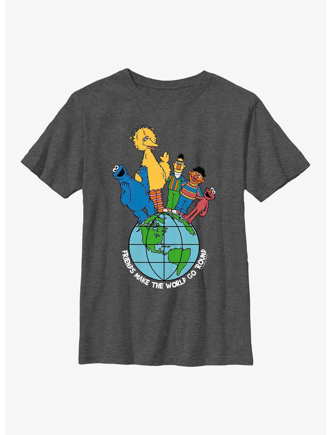 Sesame Street Friends Make The World Youth T-Shirt, CHAR HTR, hi-res