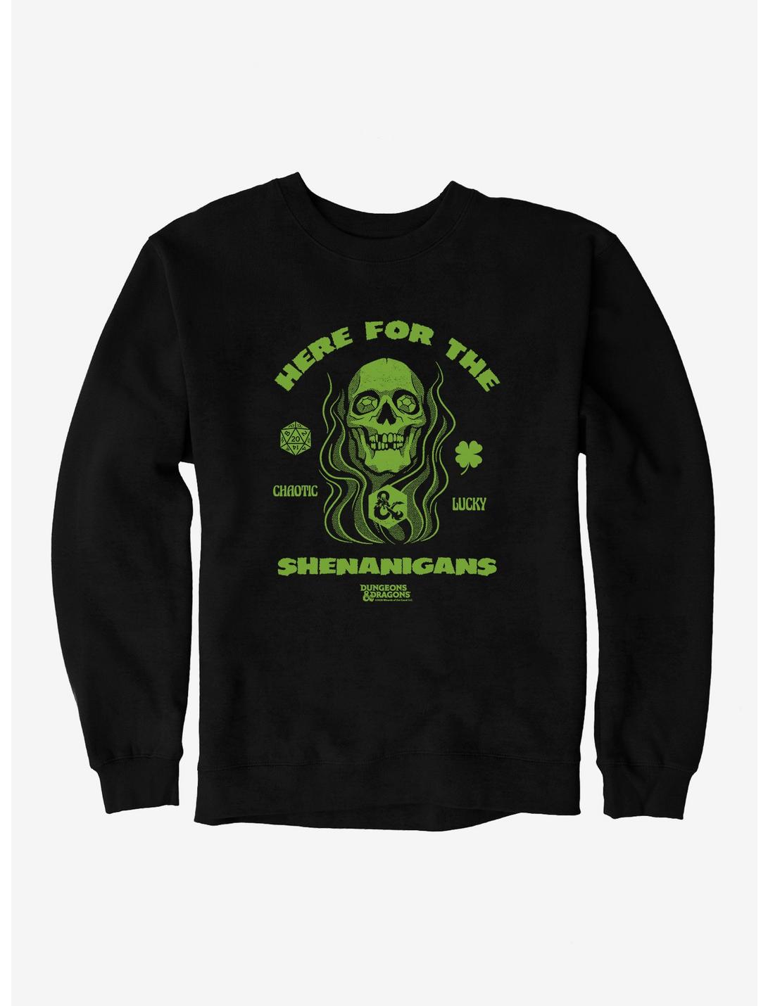 Dungeons & Dragons Here For The Shenanigans Skull Sweatshirt, BLACK, hi-res