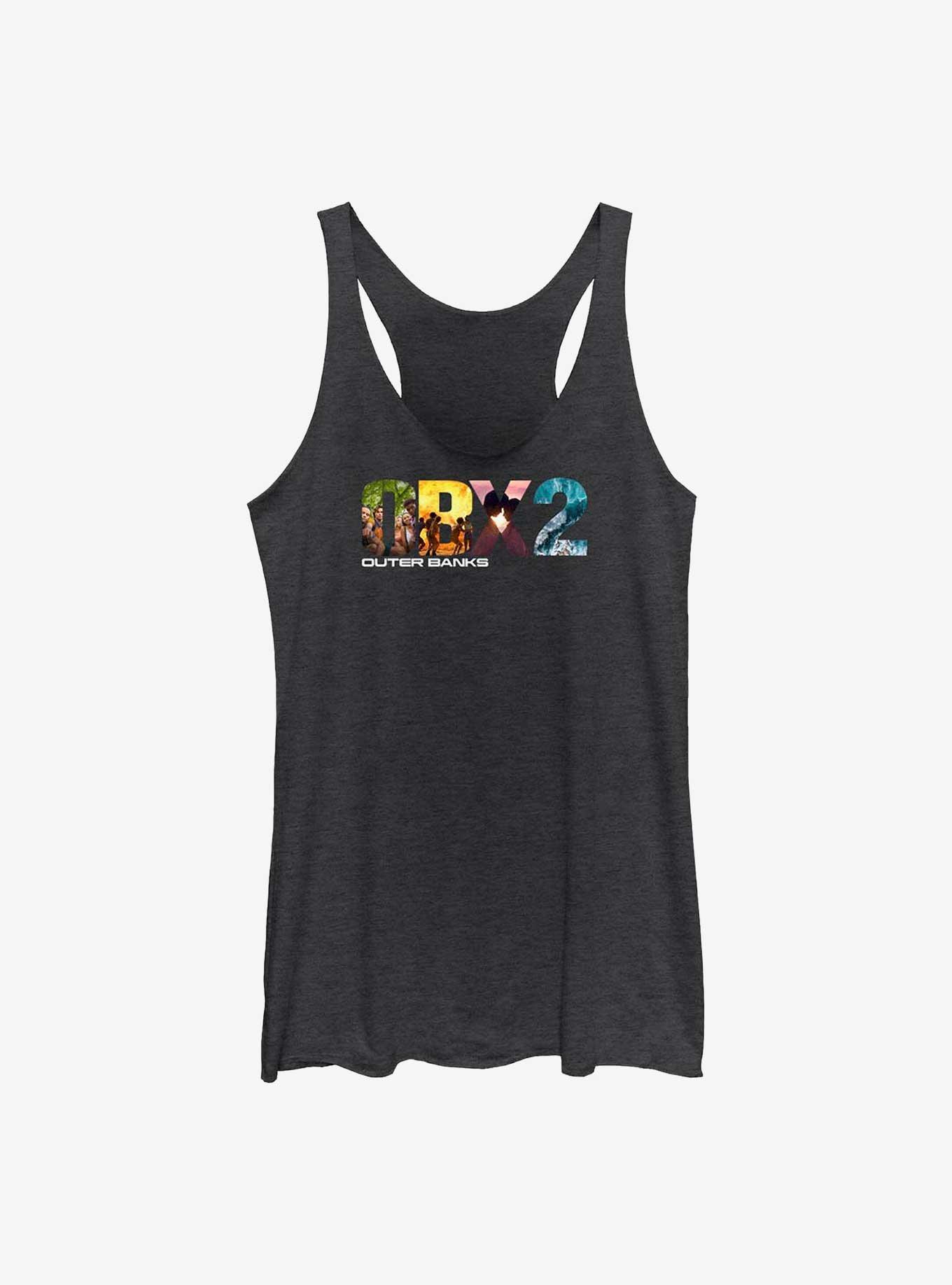 Outer Banks OBX2 Logo Girls Tank, BLK HTR, hi-res