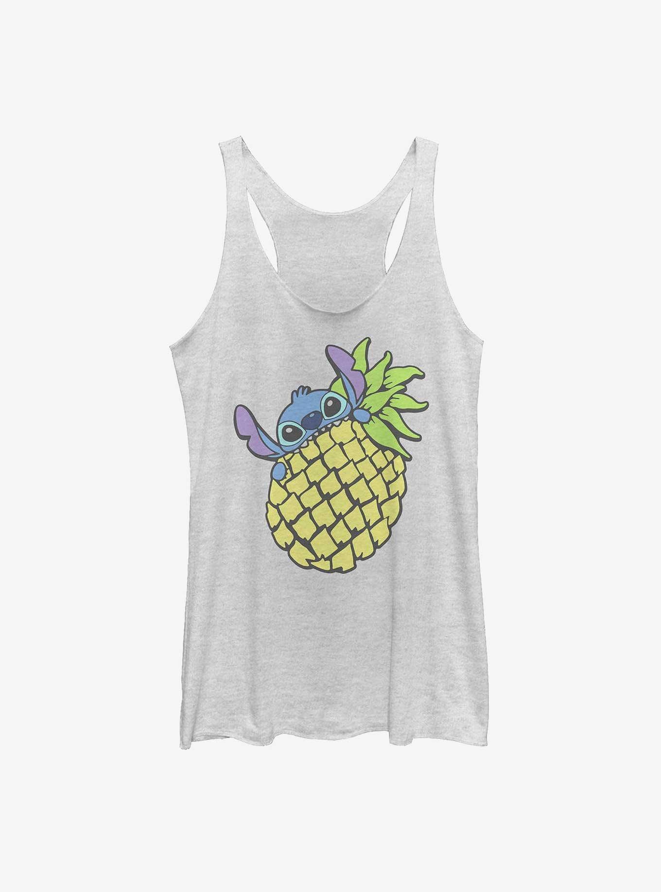 Disney Lilo & Stitch Pineapple Girls Raw Edge Tank, WHITE HTR, hi-res