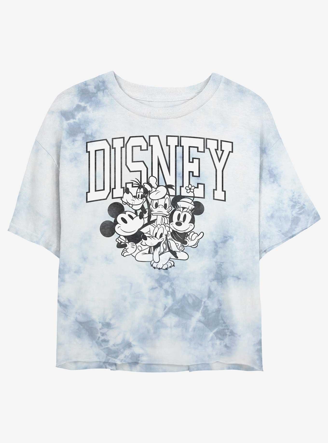 Disney Mickey Mouse Vintage Group Tie-Dye Girls Crop T-Shirt, , hi-res