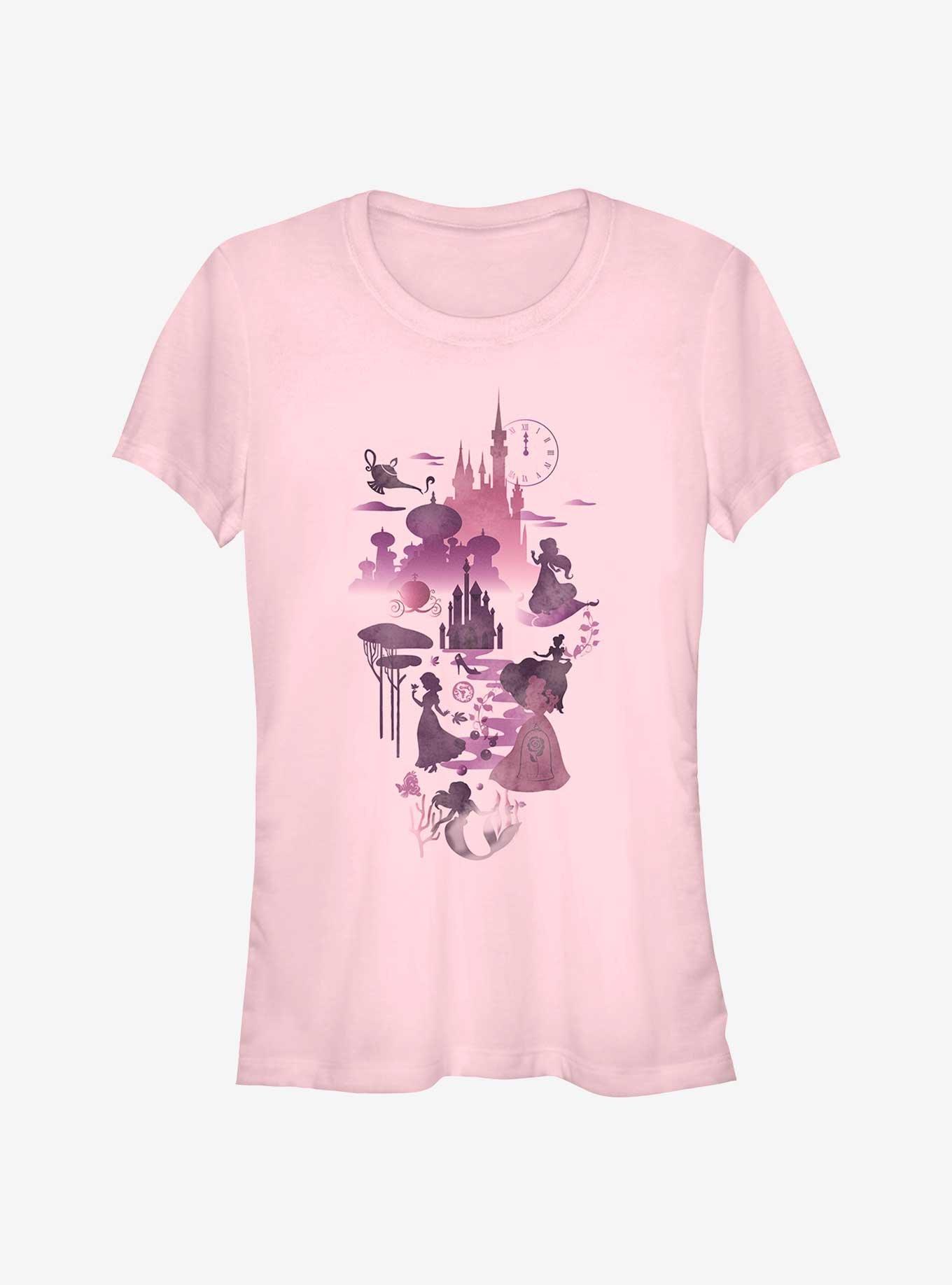 Disney Princesses And Castles Silhouttes Girls T-Shirt, , hi-res
