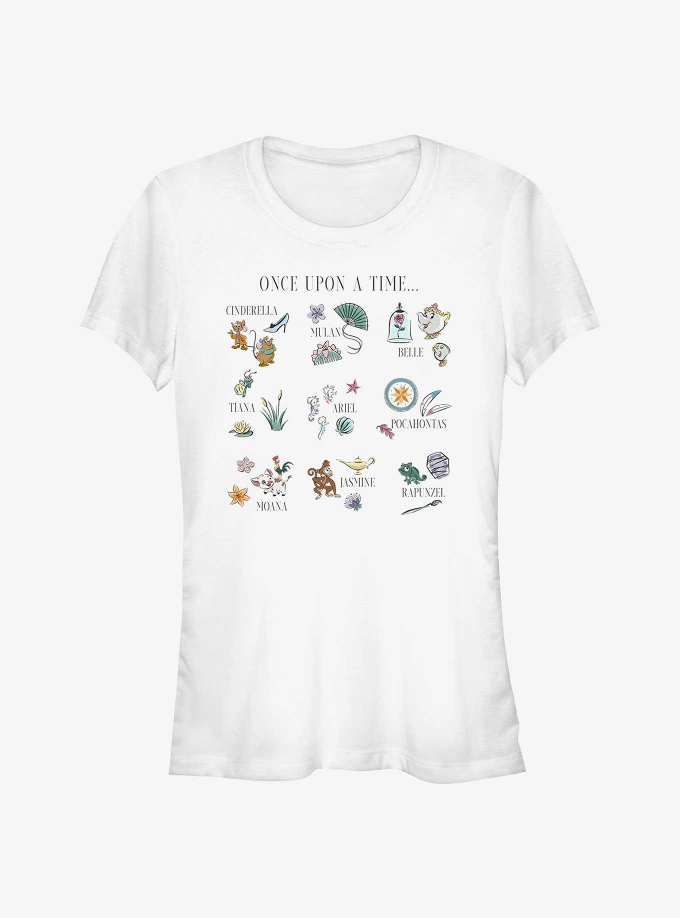 Disney Princesses Once Upon A Grid Girls T-Shirt, WHITE, hi-res