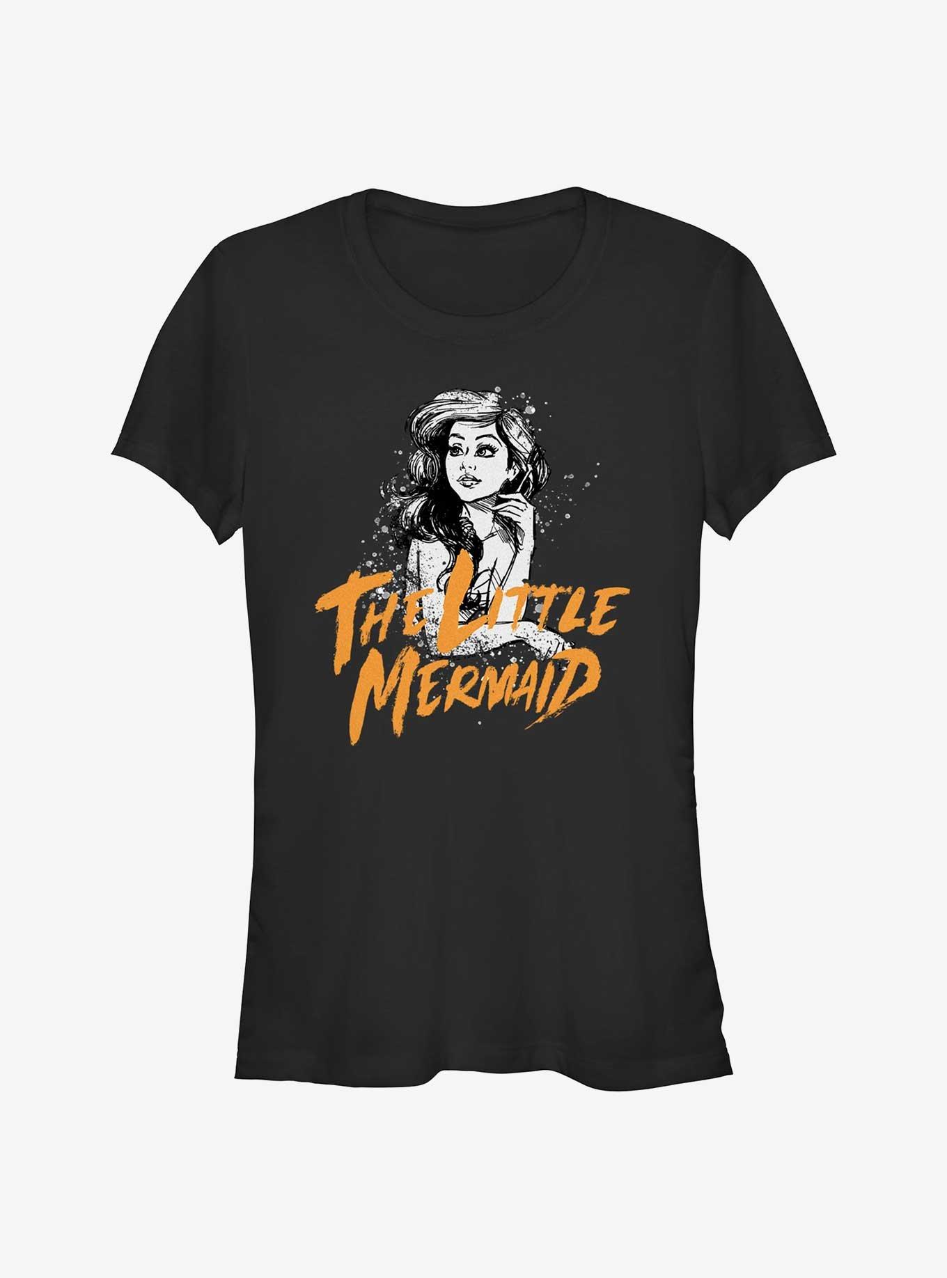 Disney The Little Mermaid Ariel Ponders Girls T-Shirt, BLACK, hi-res