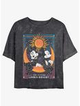 Disney Mickey Mouse & Minnie Mouse The Future Looks Bright Astrology Mineral Wash Girls Crop T-Shirt, BLACK, hi-res