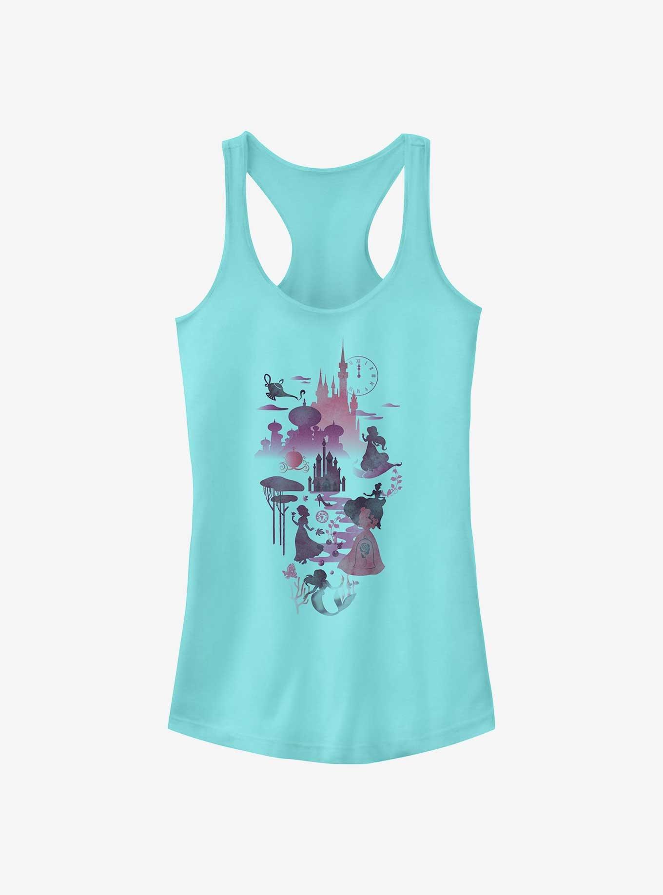 Disney Princesses And Castles Silhouttes Girls Tank, , hi-res