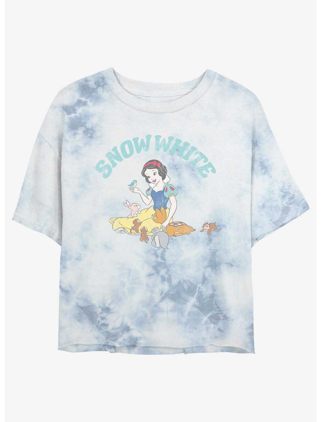 Disney Snow White And Woodland Animals Tie-Dye Girls Crop T-Shirt, WHITEBLUE, hi-res