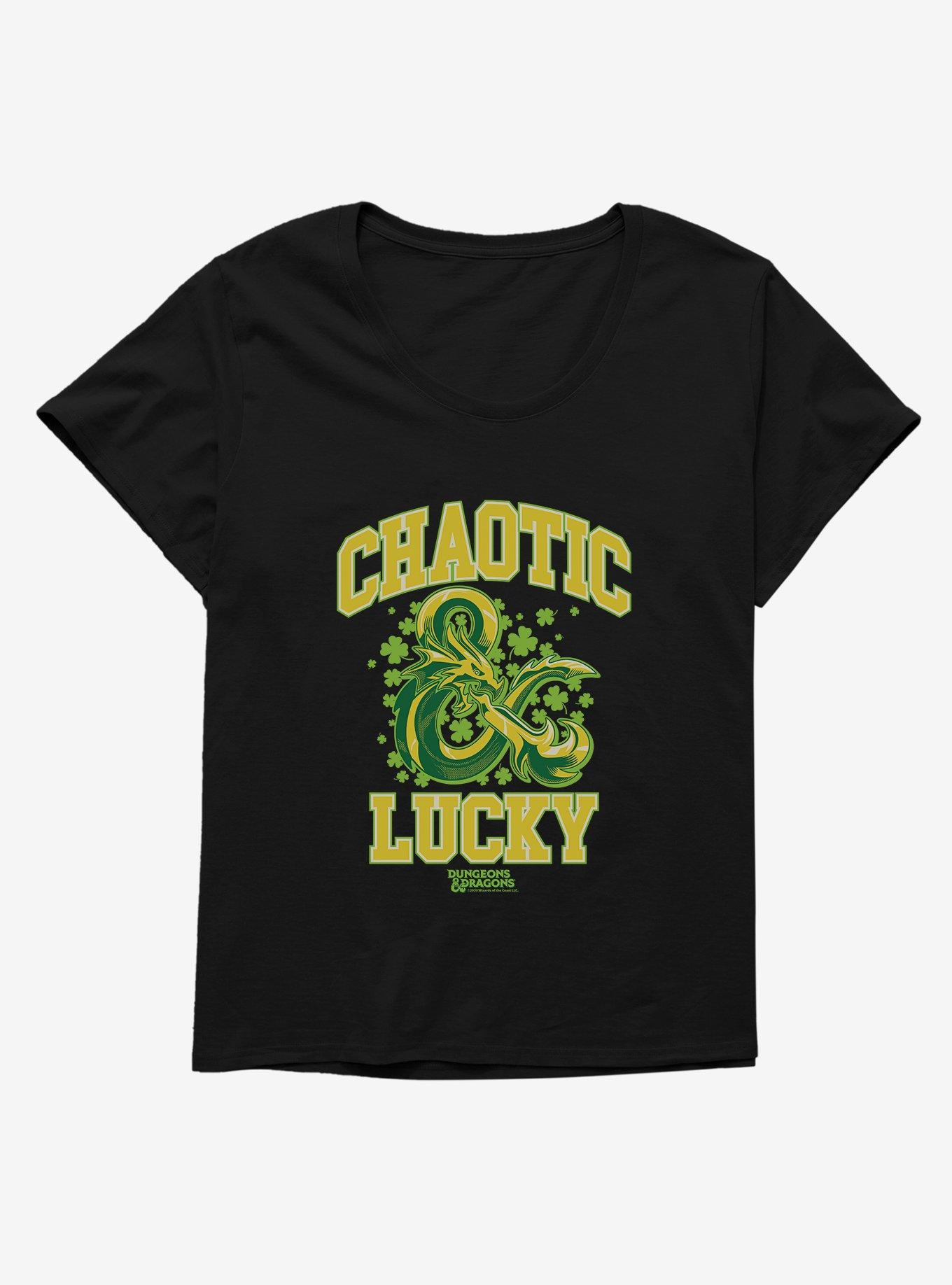 Dungeons & Dragons Chaotic And Lucky Womens T-Shirt Plus Size, BLACK, hi-res
