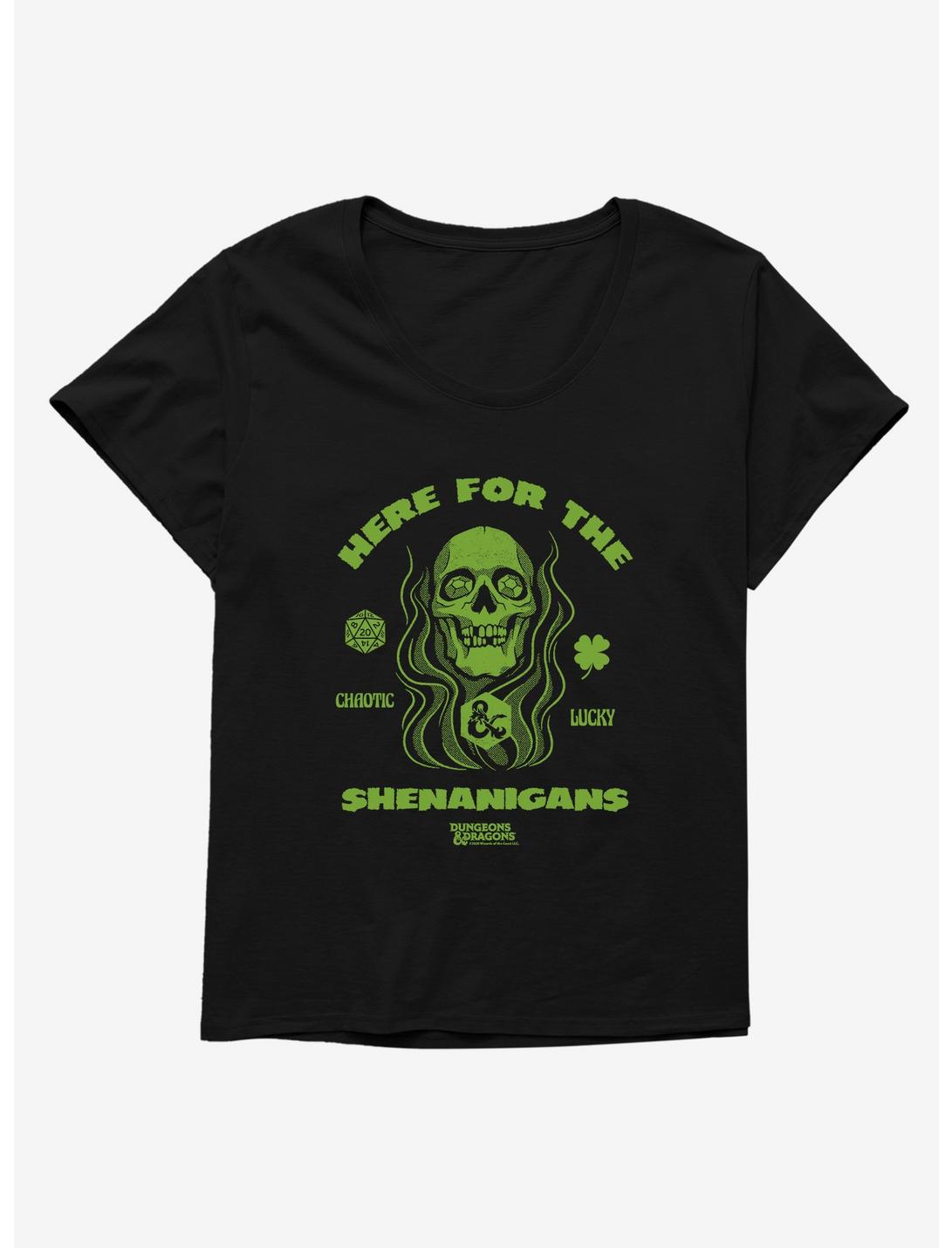 Dungeons & Dragons Here For The Shenanigans Skull Womens T-Shirt Plus Size, BLACK, hi-res