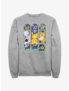 Pokemon Mewtwo, Pikachu, and Psyduck Skateboard Deck Art Sweatshirt, , hi-res