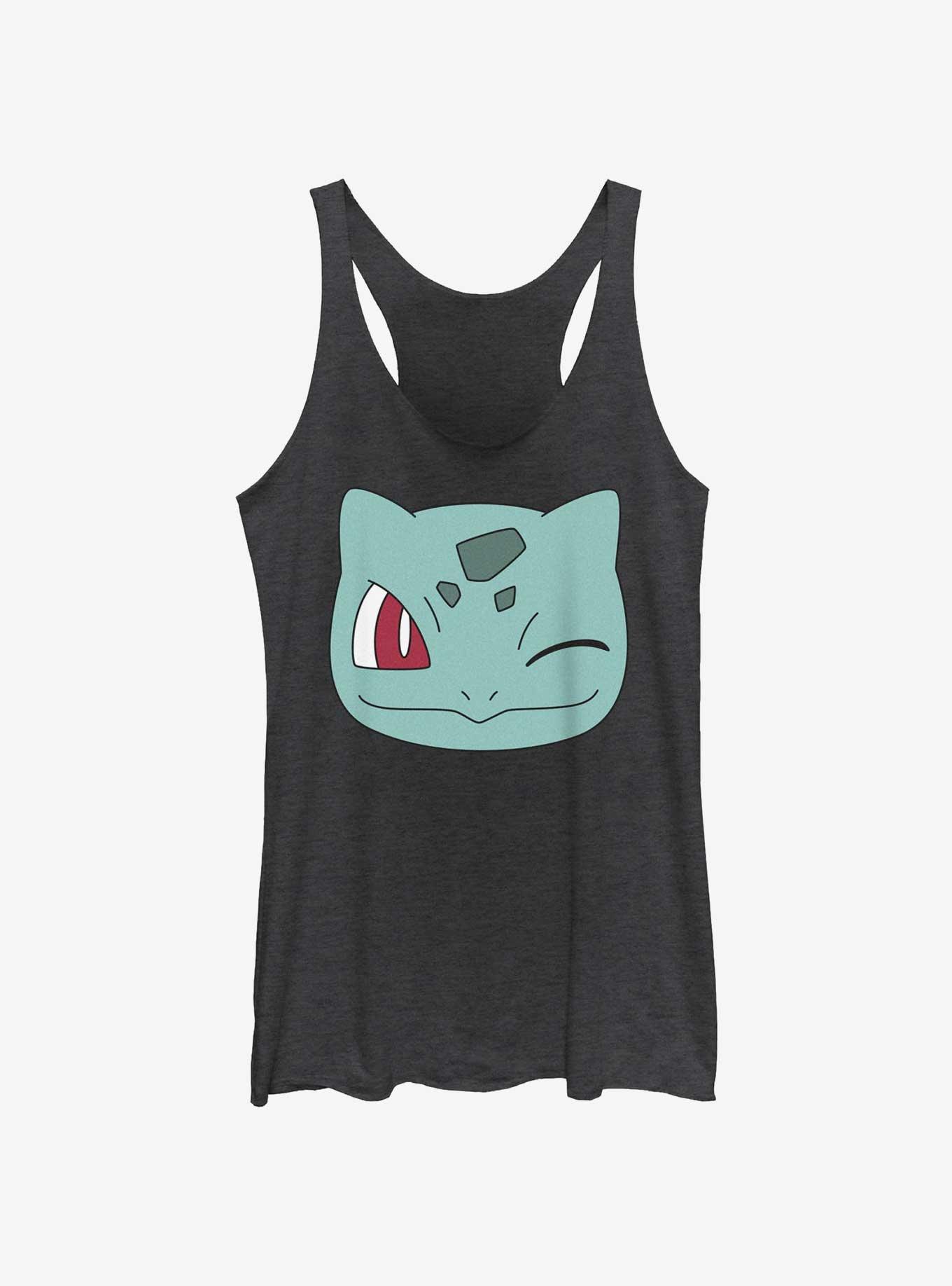 Pokemon Bulbasaur Wink Face Girls Tank, BLK HTR, hi-res