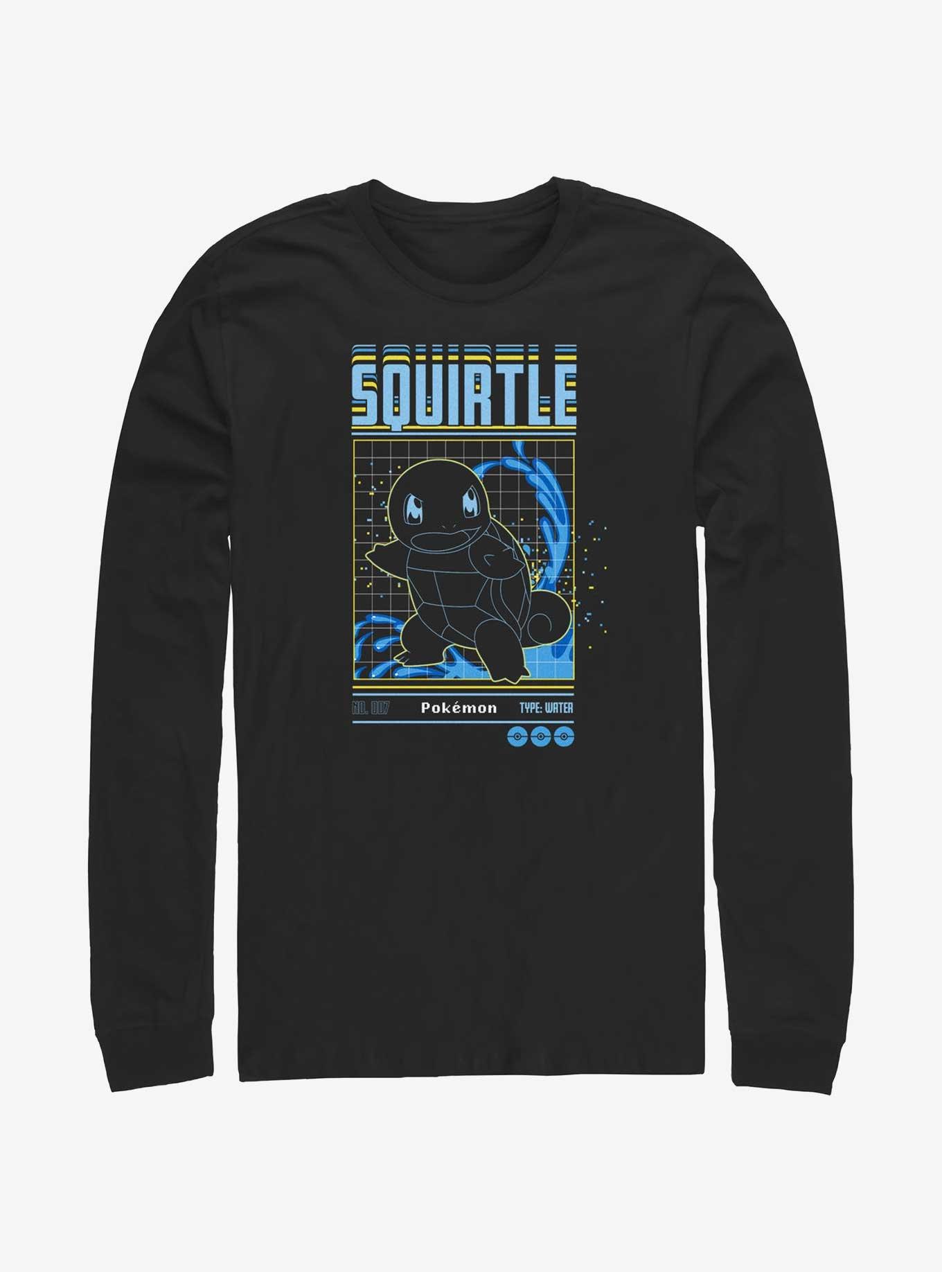 Pokemon Squirtle Grid Long-Sleeve T-Shirt, BLACK, hi-res