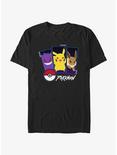 Pokemon Trio Gengar, Pikachu, and Eevee T-Shirt, BLACK, hi-res