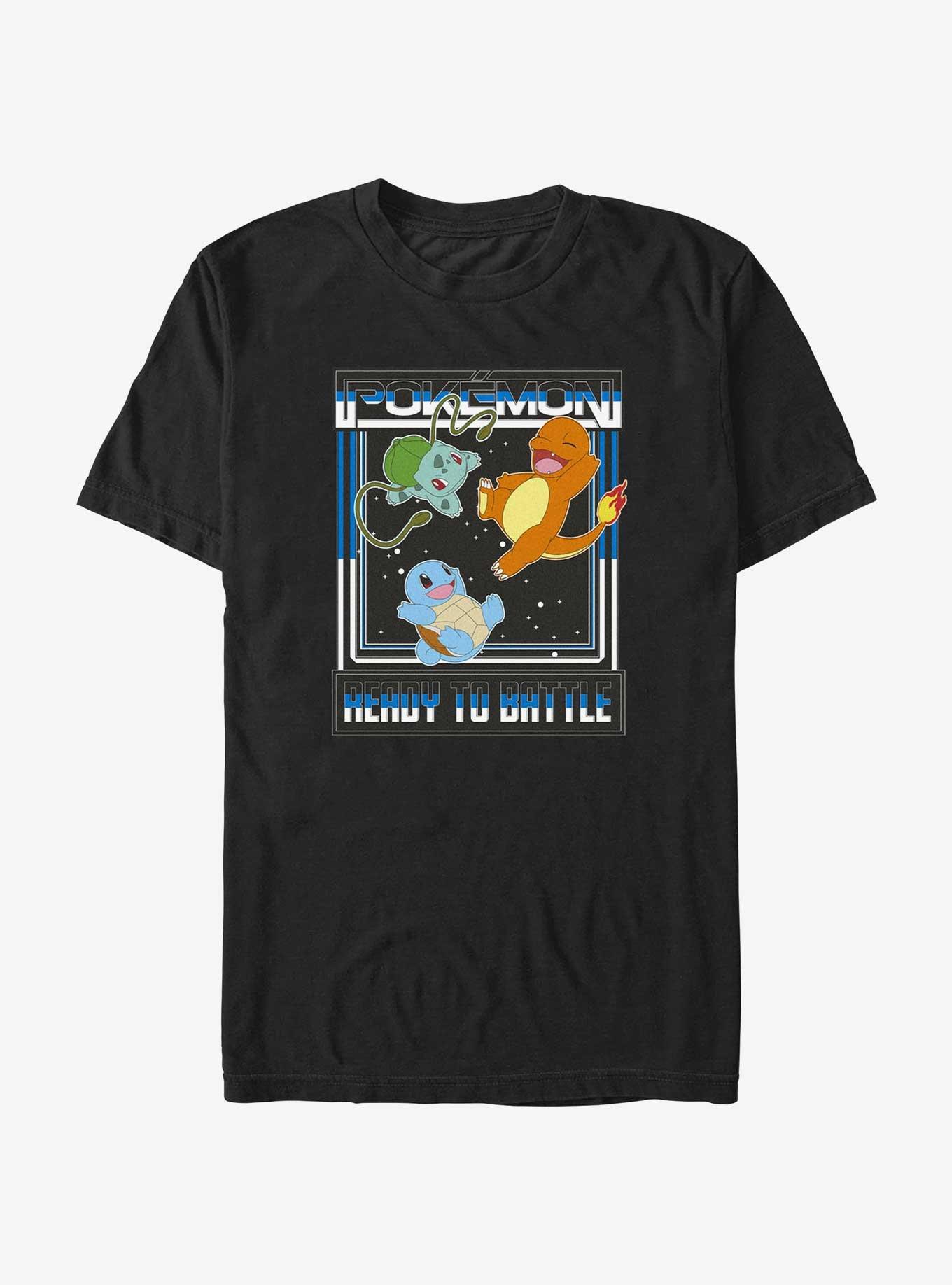 Pokemon Ready To Battle Squirtle, Bulbasaur, and Charmander T-Shirt, BLACK, hi-res