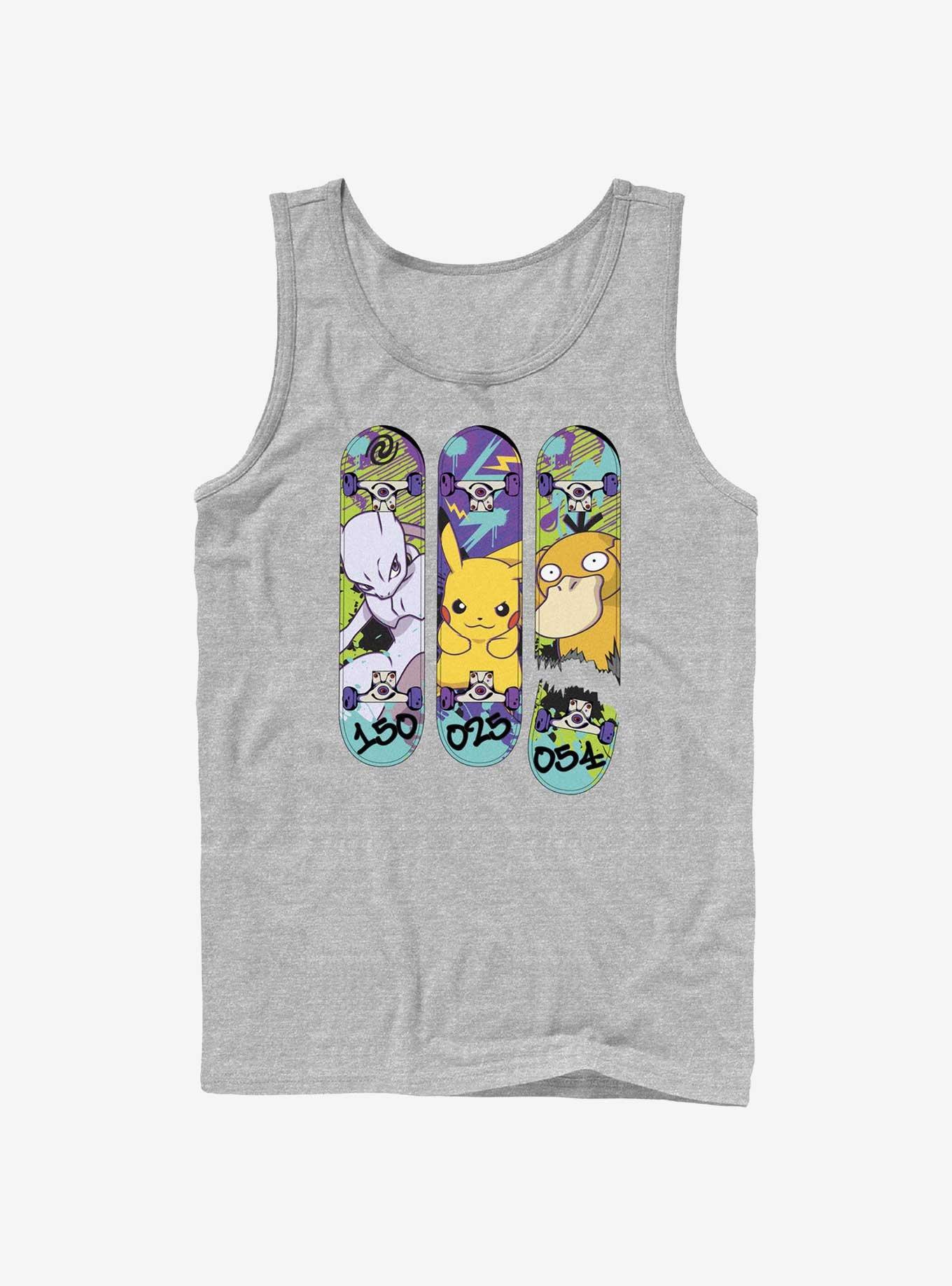 Pokemon Mewtwo, Pikachu, and Psyduck Skateboard Deck Art Tank, ATH HTR, hi-res
