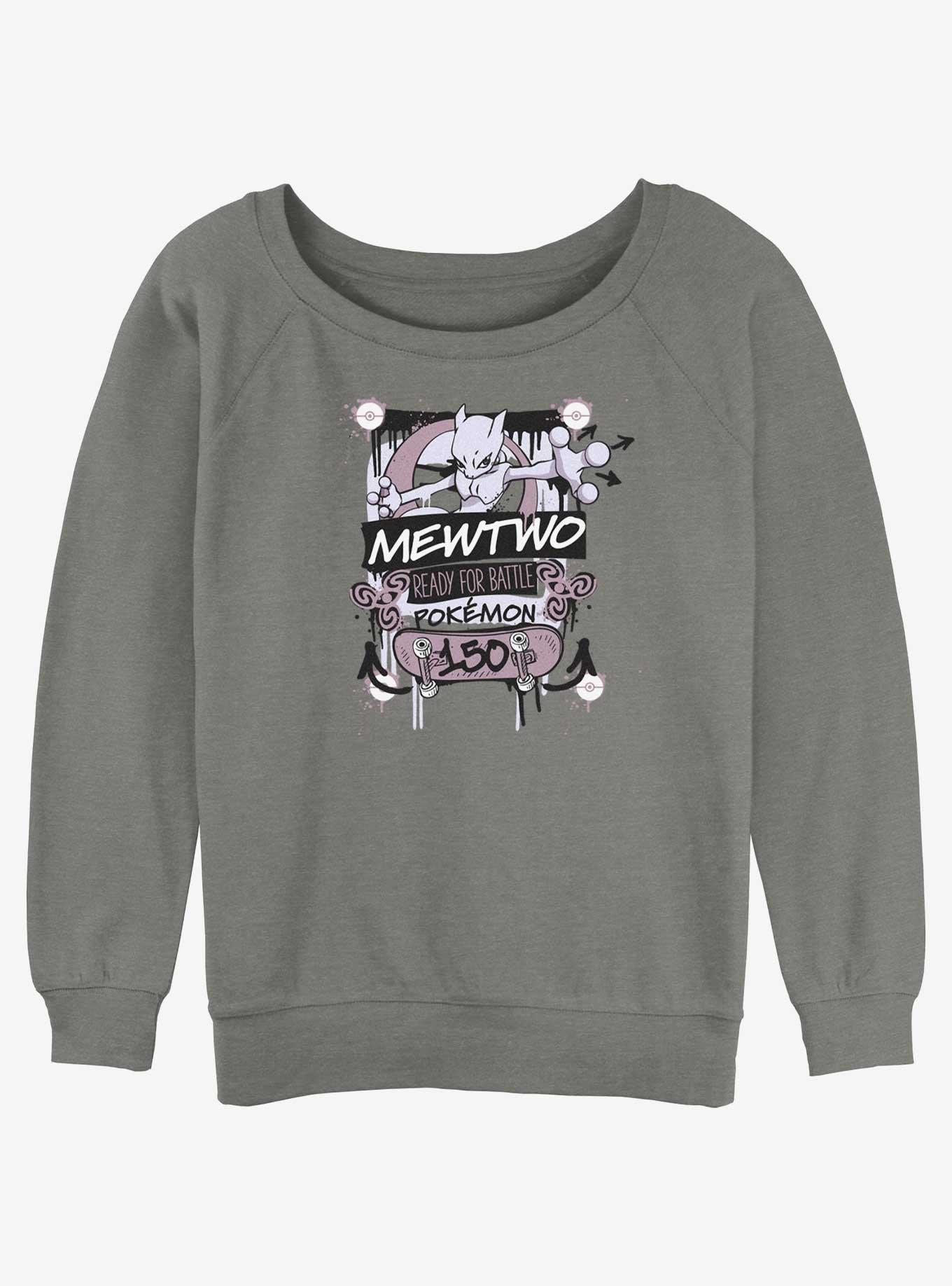 Pokemon Mewtwo Ready For Battle Slouchy Sweatshirt, GRAY HTR, hi-res