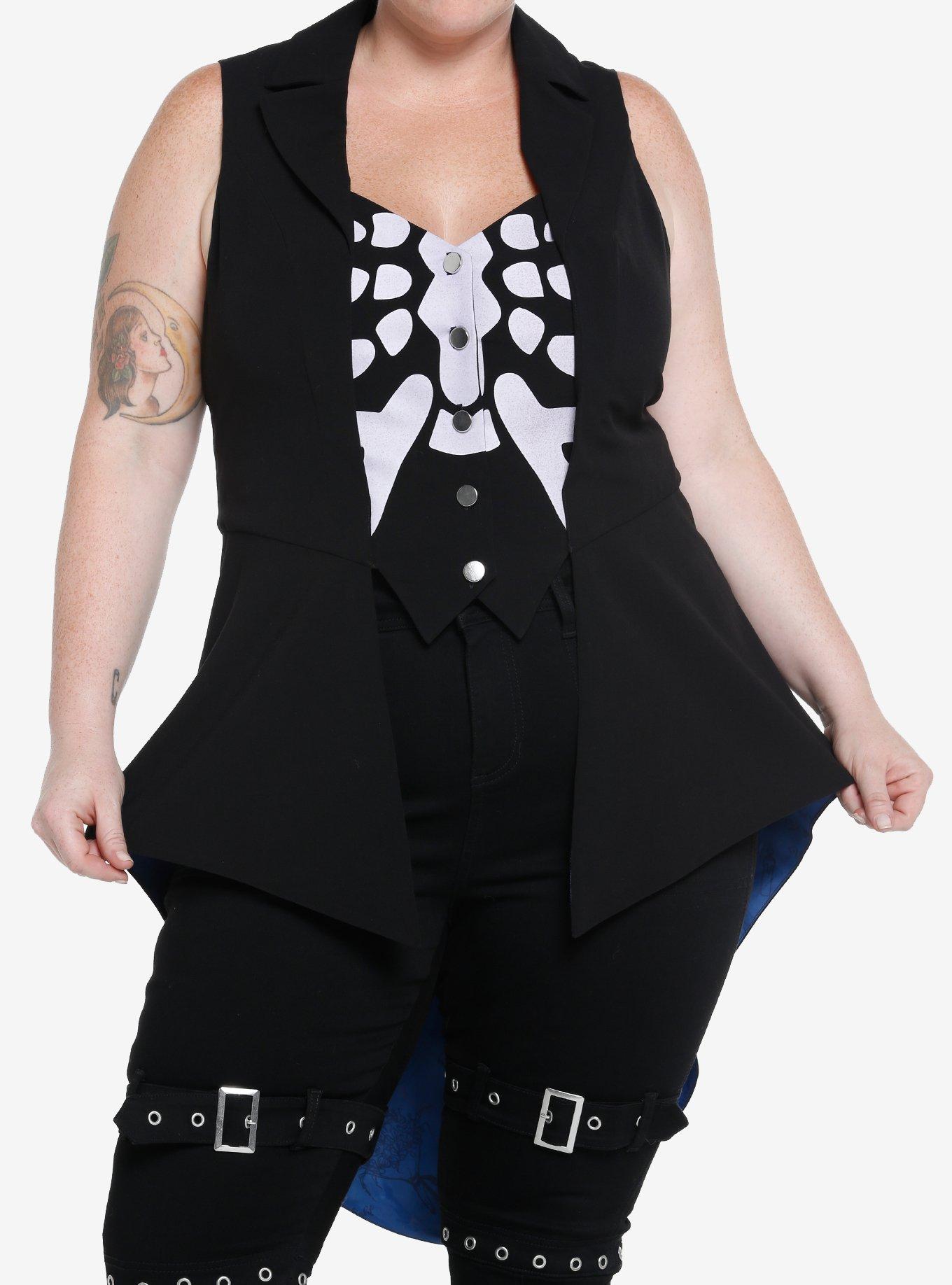 Corpse Bride Skeleton Hi-Low Waistcoat Vest Plus Size | Her