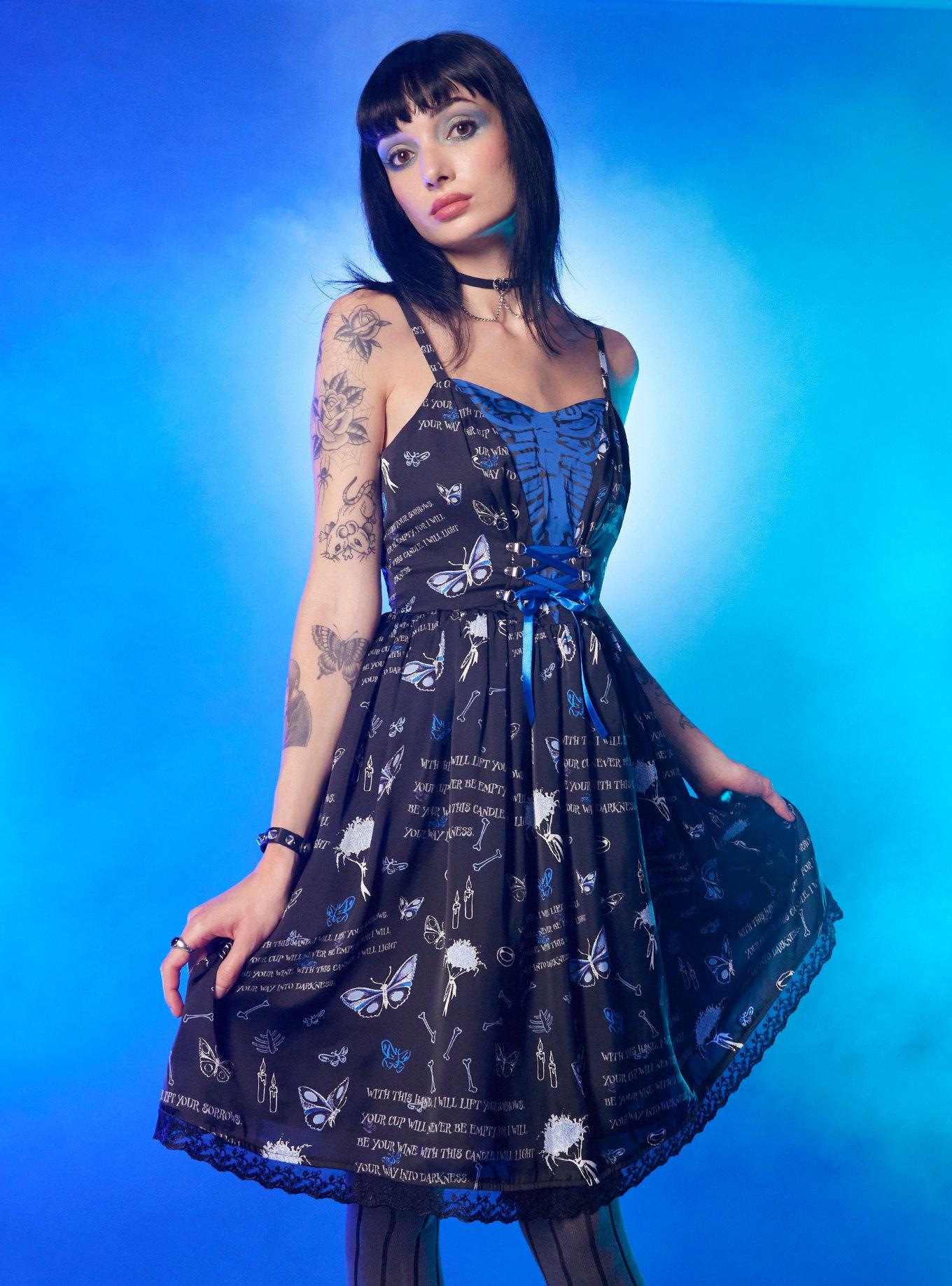 Corpse Bride Rib Cage Lace-Up Dress, MULTI, hi-res