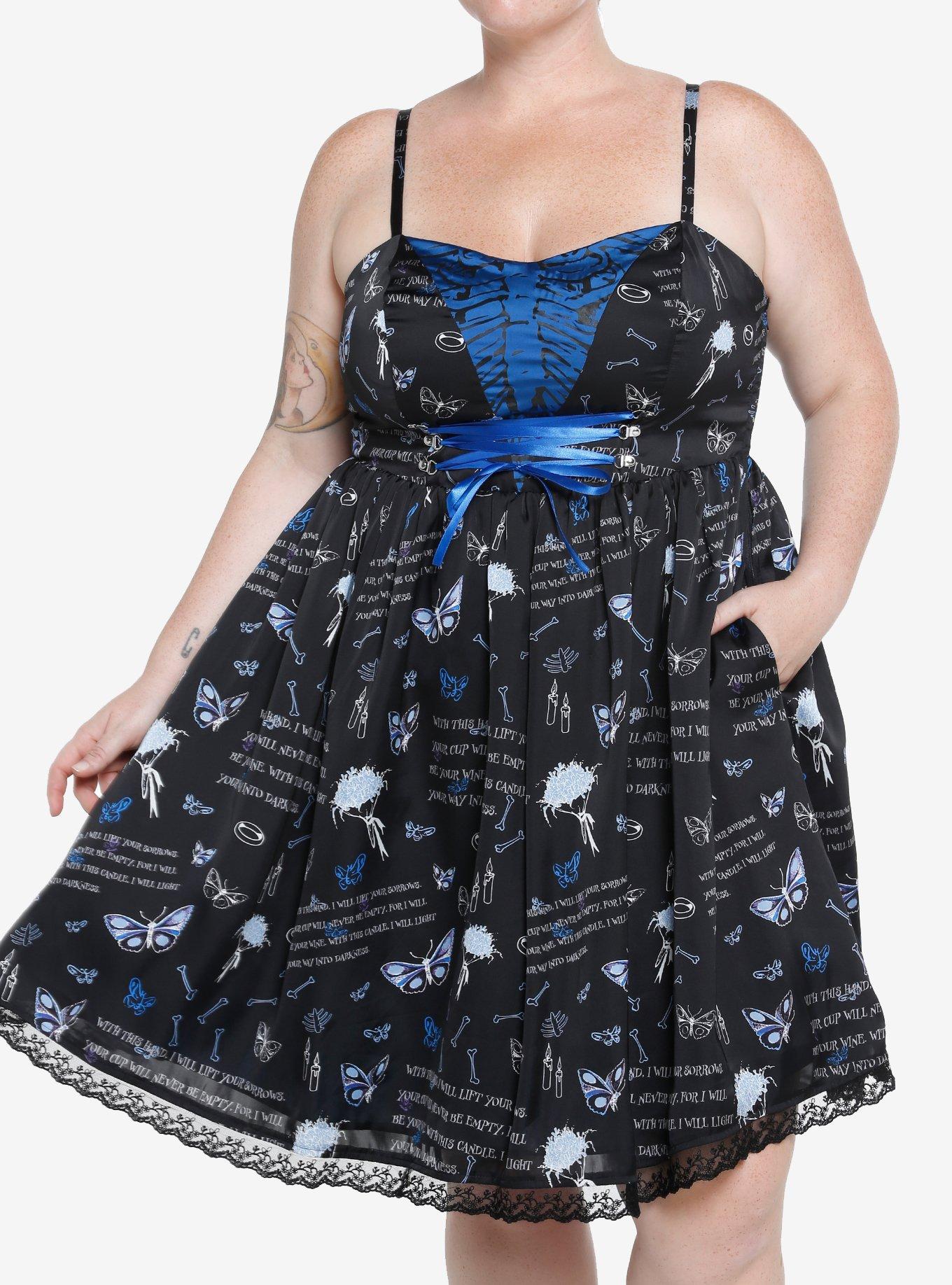 Corpse Bride Rib Cage Lace-Up Dress Plus Size, MULTI, hi-res