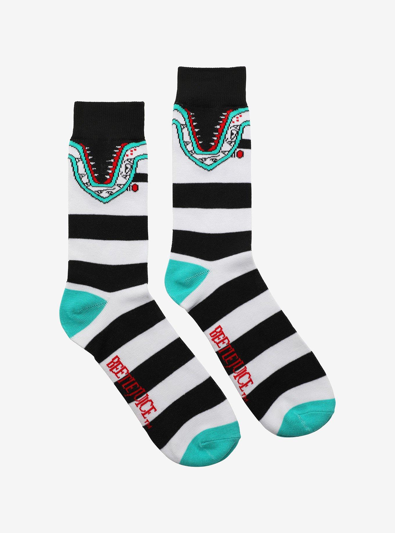 Beetlejuice Sandworms Striped Crew Socks, , hi-res