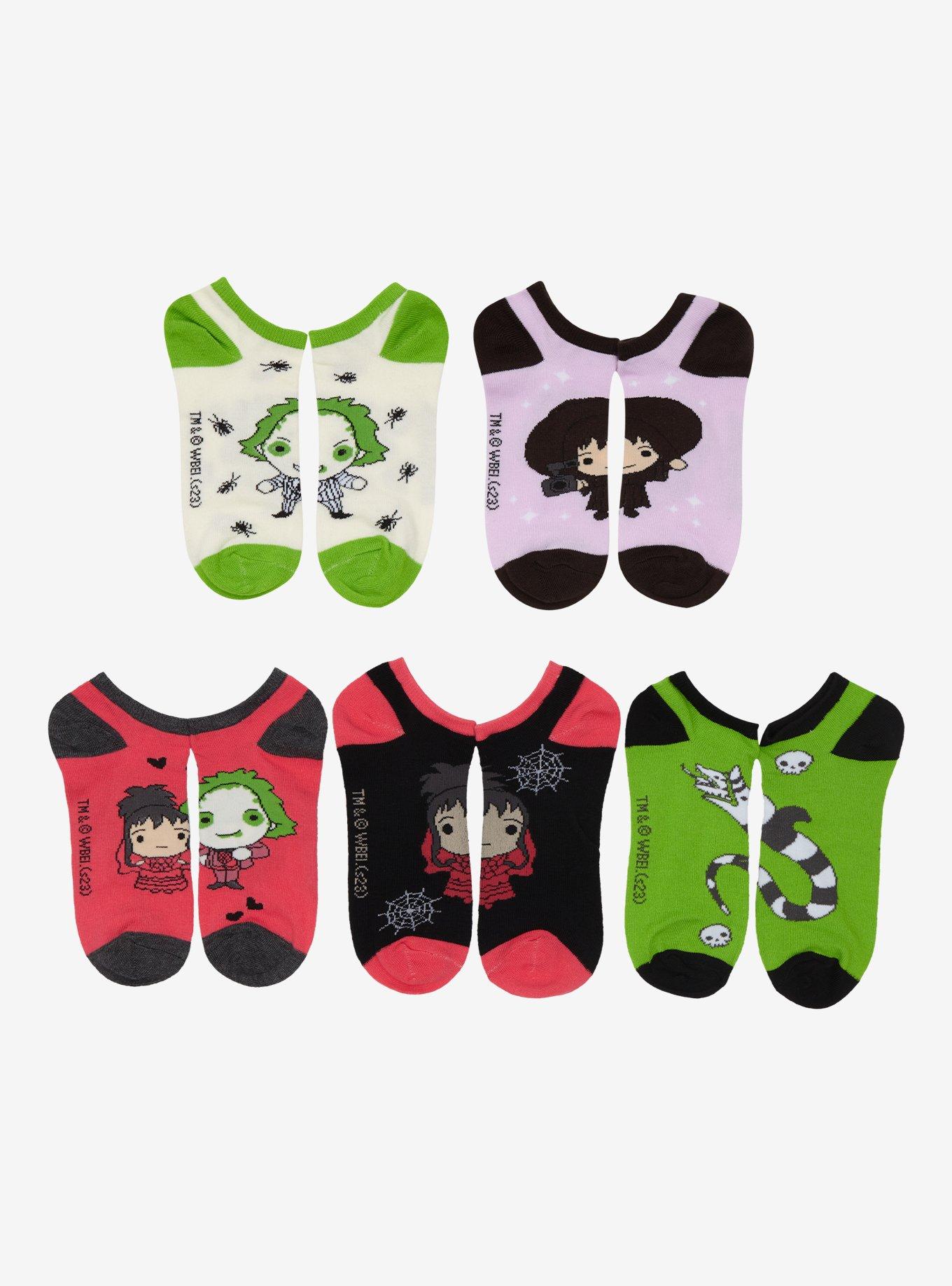Beetlejuice Chibi Characters No-Show Socks 5 Pair, , hi-res