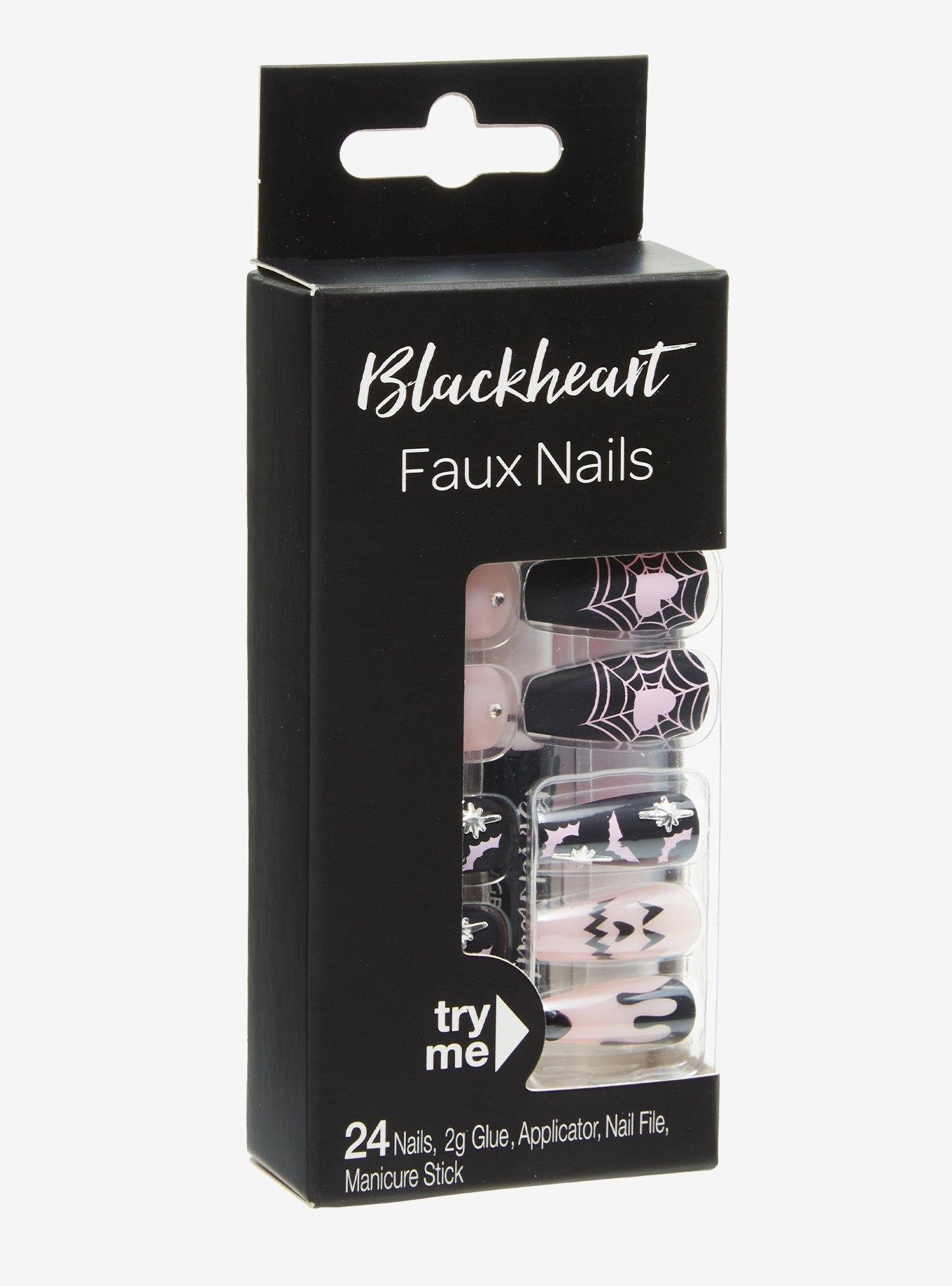 Blackheart Pastel Goth Faux Nail Set, , hi-res