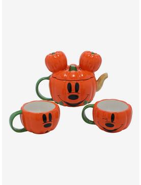 Disney Mickey Mouse Pumpkin Tea Pot and Cups Set Hot Topic Exclusive, , hi-res