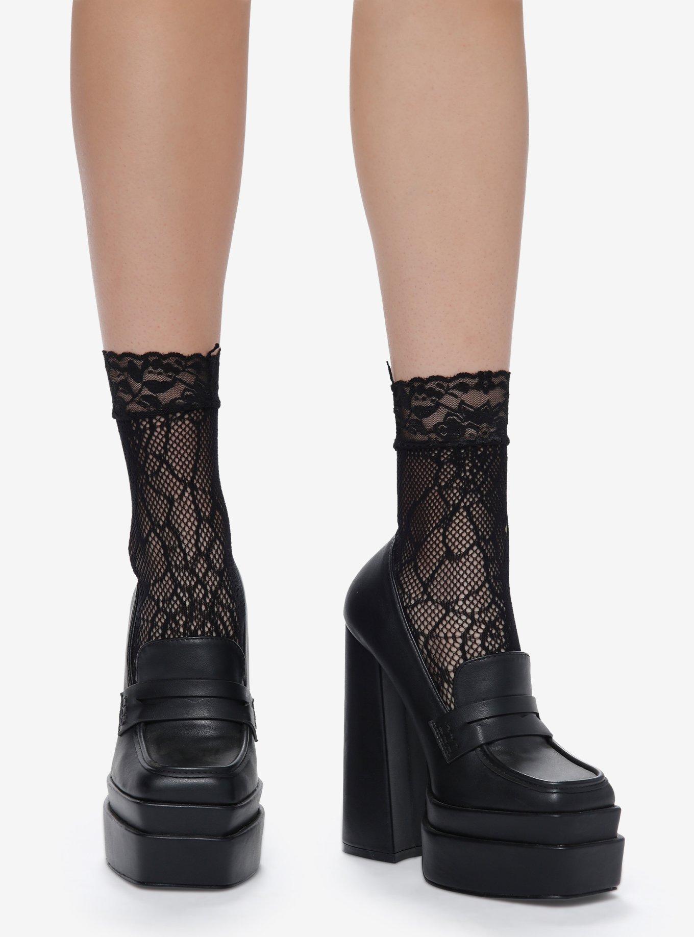 Spiderweb Fishnet Lace Ankle Socks, , hi-res