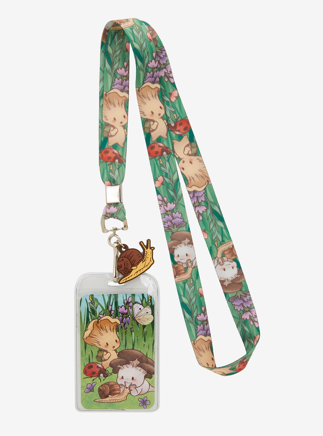Mushrooms & Foliage Allover Print Lanyard - BoxLunch Exclusive, , hi-res