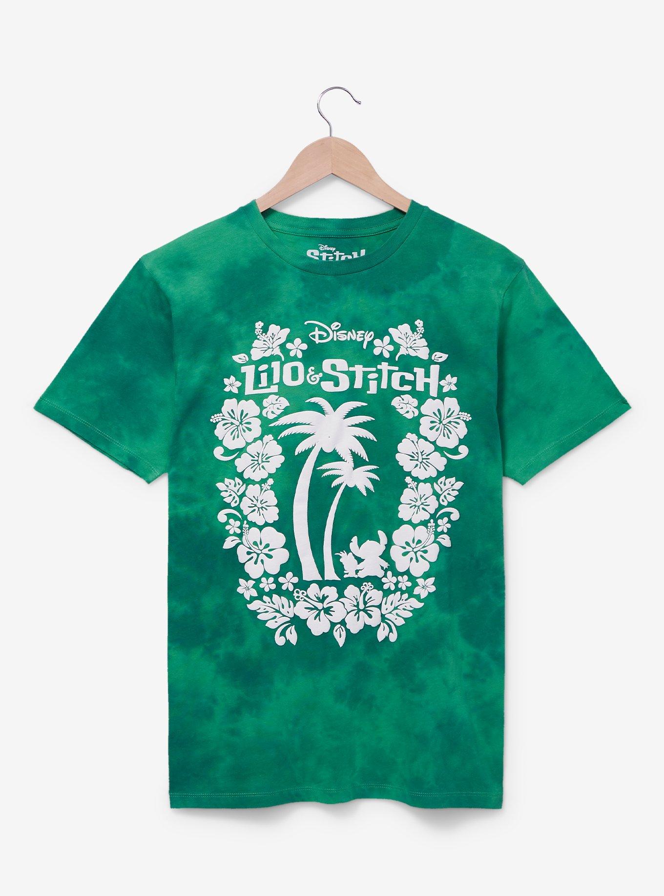 Disney Lilo & Stitch Hibiscus Leaves Logo Women&rsquo;s Tie-Dye T-Shirt - BoxLunch Exclusive , GREEN, hi-res