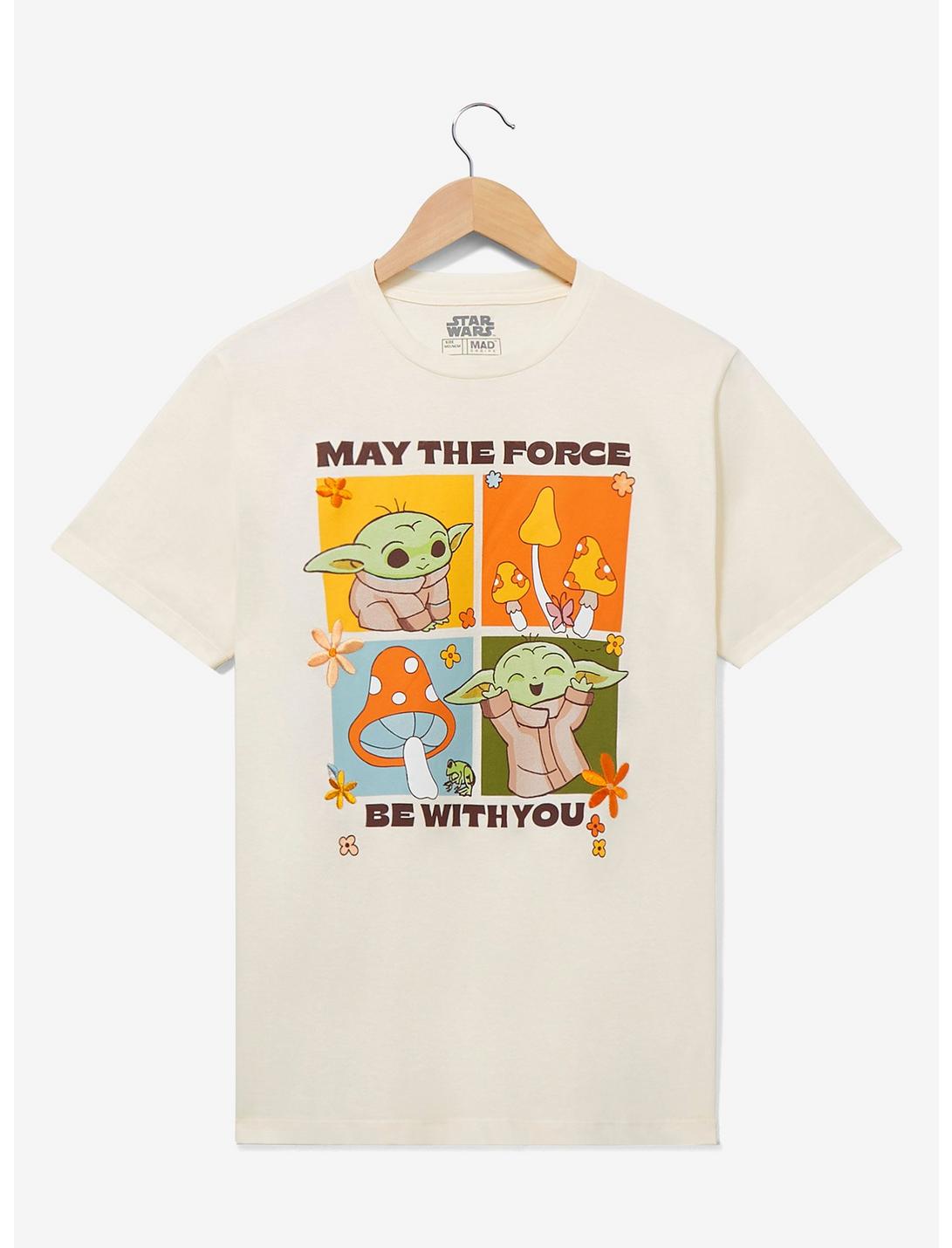 Star Wars The Mandalorian Grogu Mushroom Squares Women's T-Shirt - BoxLunch Exclusive, OFF WHITE, hi-res