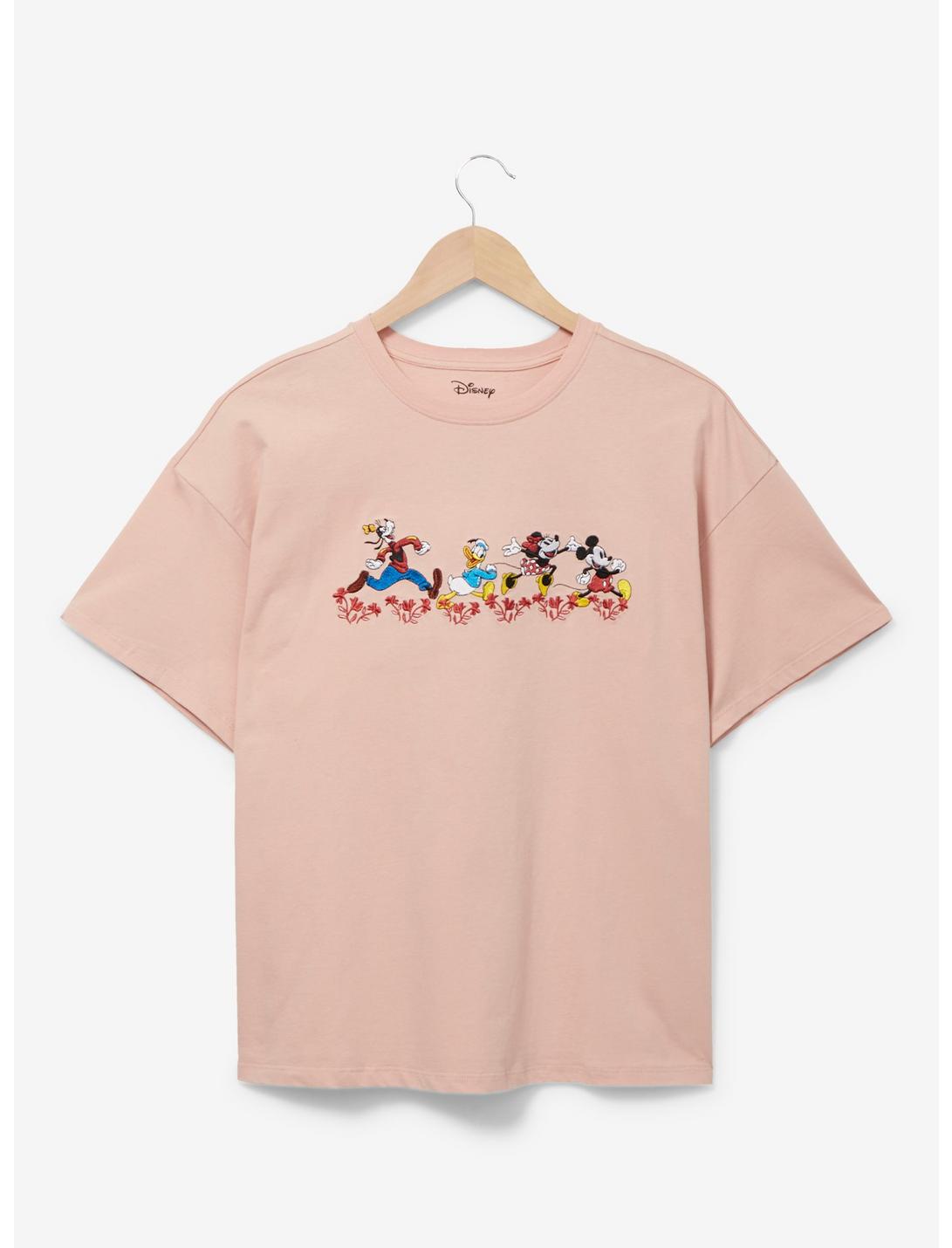 Disney Mickey Mouse & Friends Floral Women's T-Shirt - BoxLunch Exclusive, LIGHT PINK, hi-res