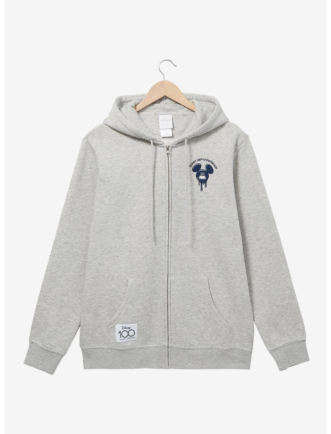 Disney 100 Mickey Mouse Zippered Hoodie - BoxLunch Exclusive, GREY HEATHER, hi-res