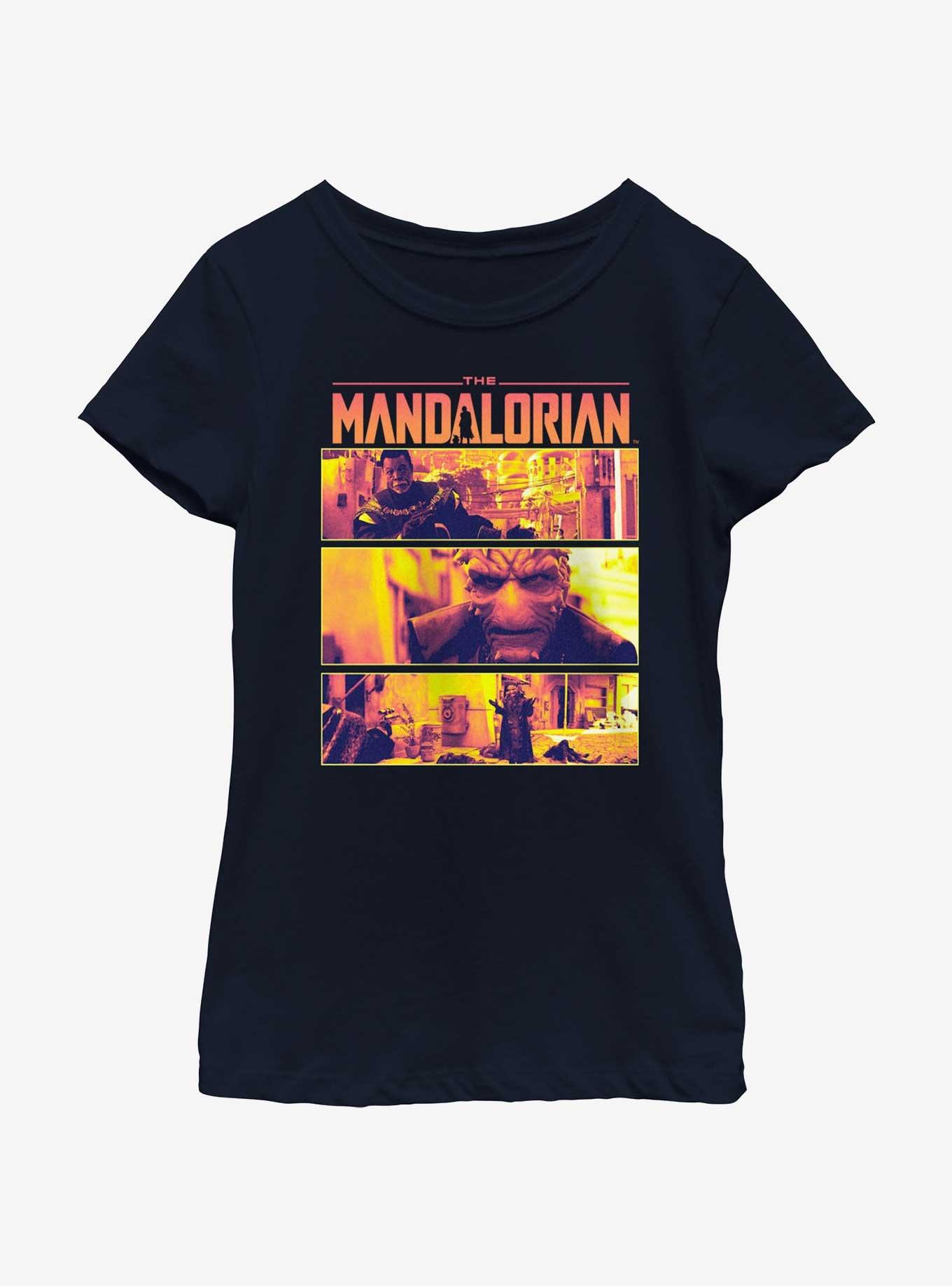 Star Wars The Mandalorian Pirates On Nevarro Standoff Youth Girls T-Shirt, NAVY, hi-res