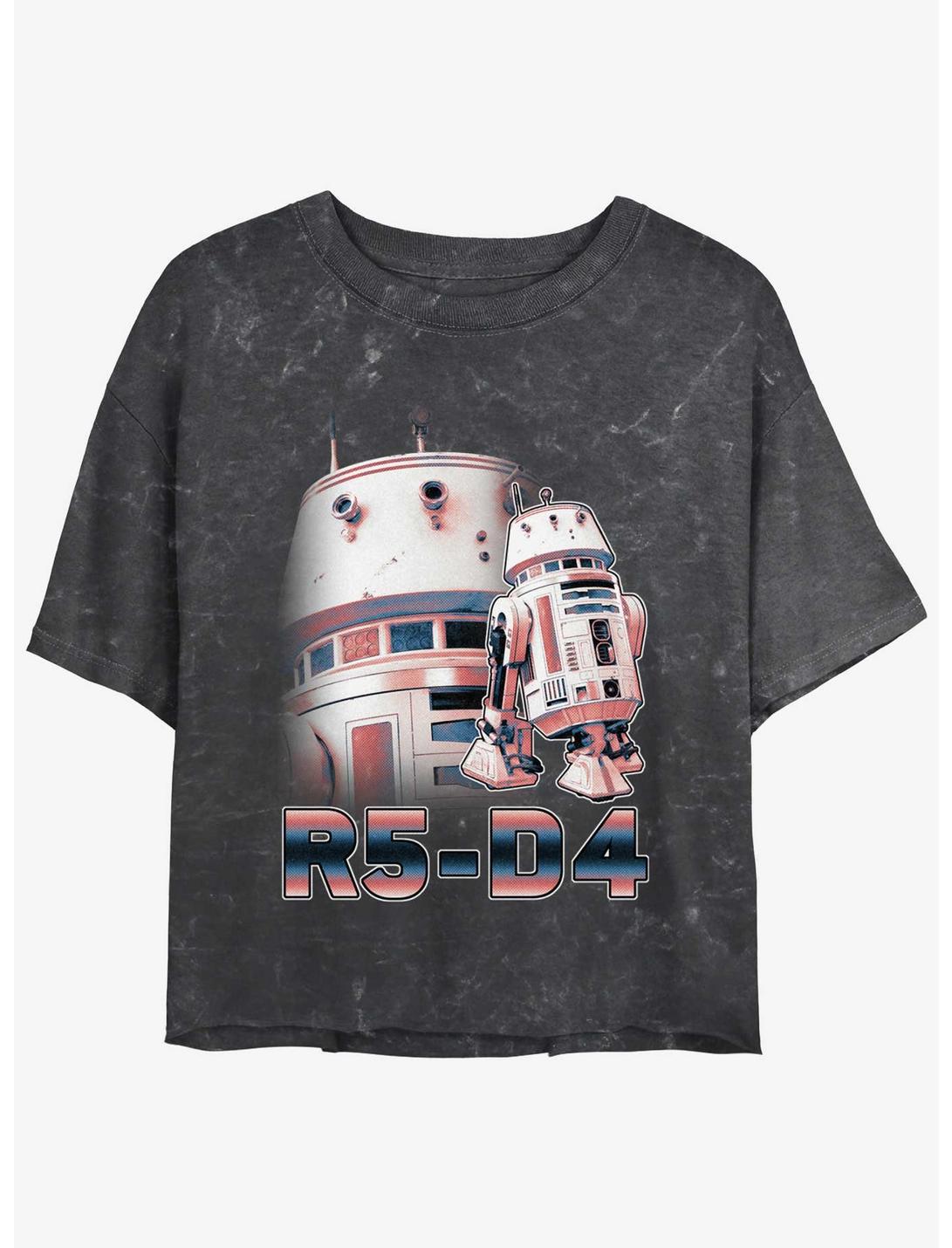 Star Wars The Mandalorian Droid R5-D4 Mineral Wash Womens Crop T-Shirt, BLACK, hi-res