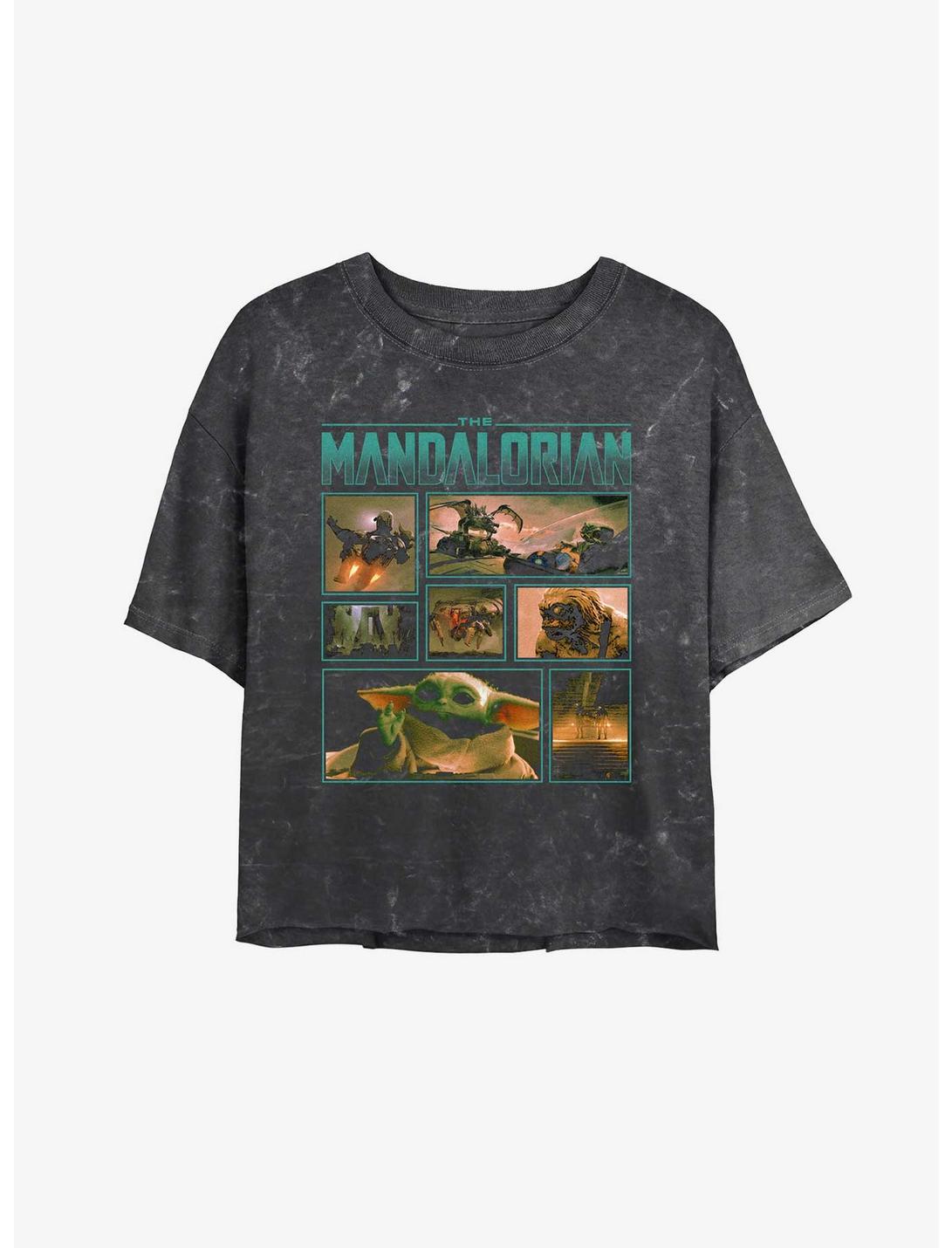 Star Wars The Mandalorian Adventures Through The Mines of Mandalore Mineral Wash Womens Crop T-Shirt, BLACK, hi-res